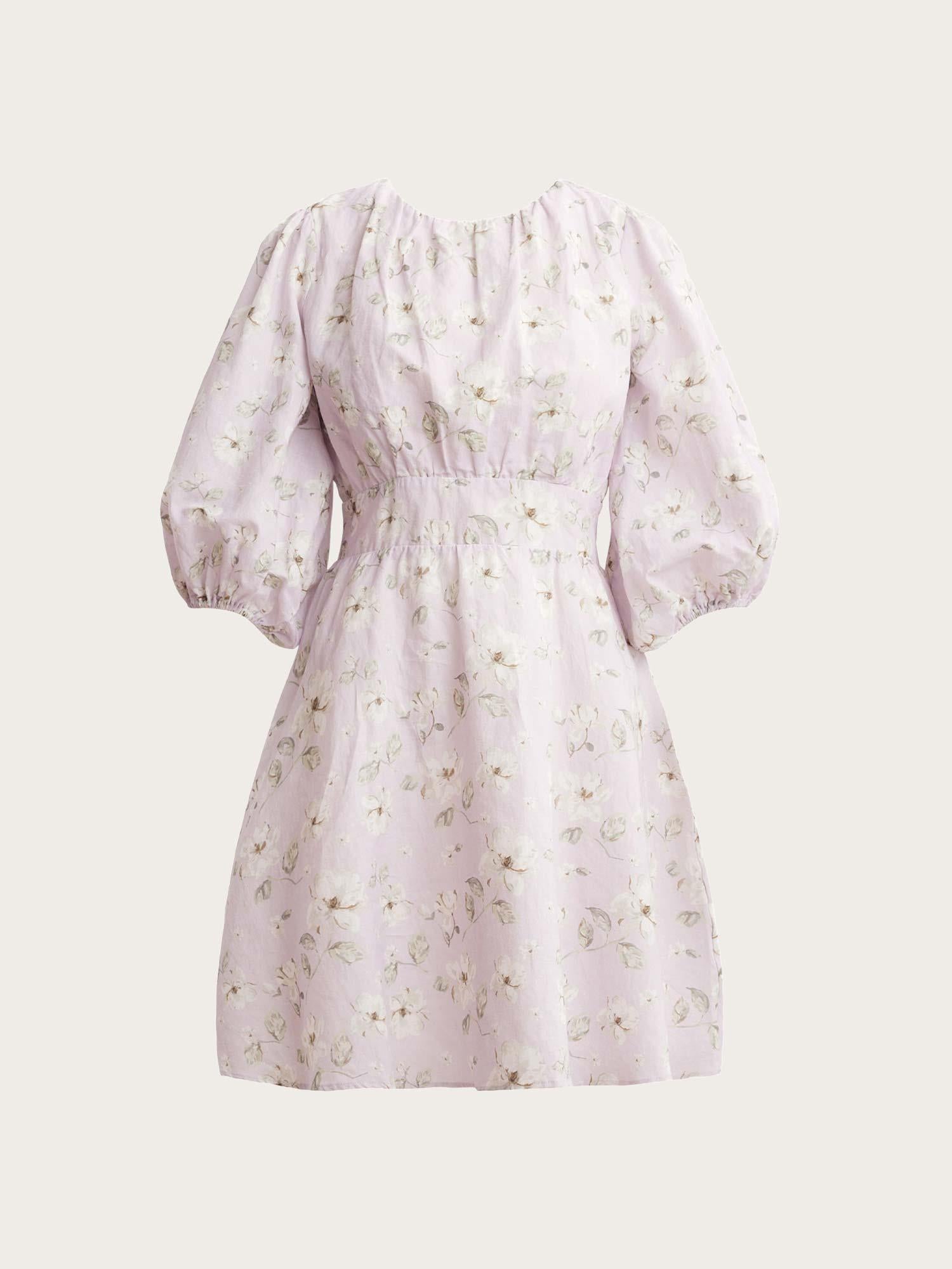 Clara Dress - Lavender Peony Print
