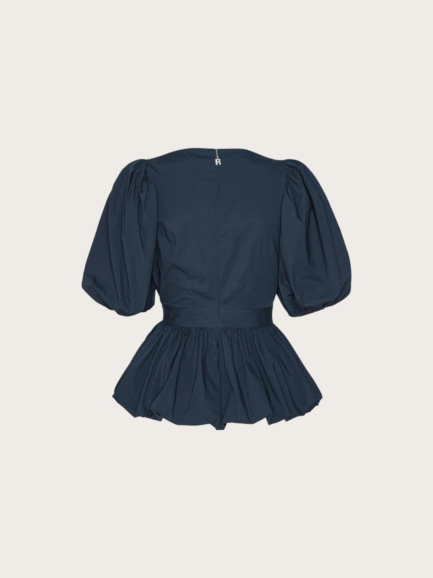 Puff Sleeve Bubble Top - Navy Blazer
