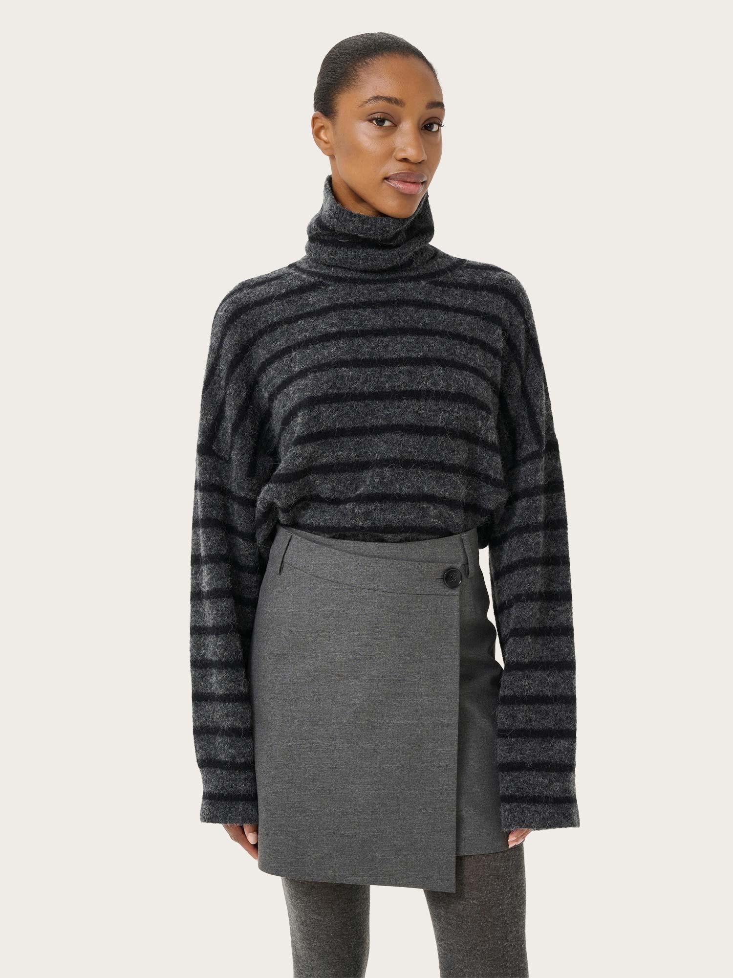 Paula mw Wrap Skirt - Dark Grey Melange