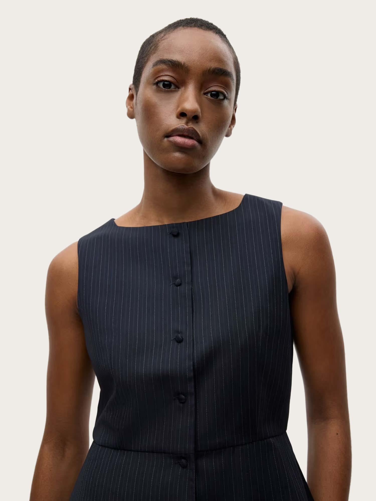 Enfresno Vest - Dark Navy Pinstripe