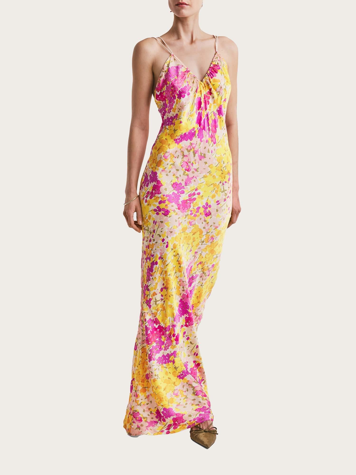 Satin Slip Dress - Poppy Flowers