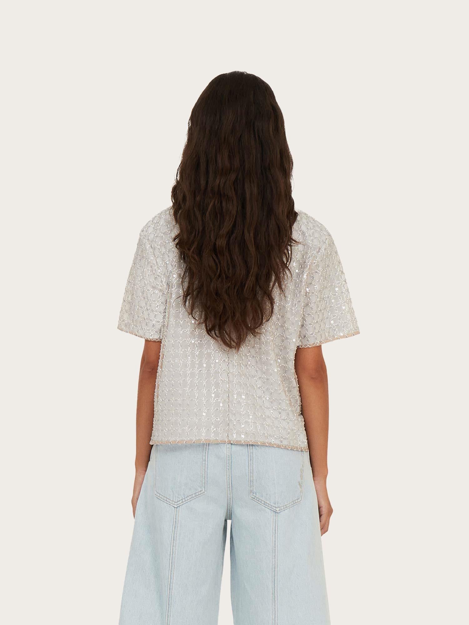 Beaded Oversized Top - Doeskin