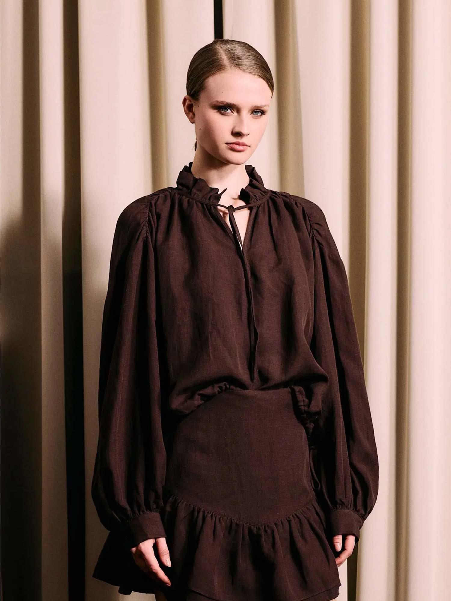 Brooke Blouse - Cocoa Brown