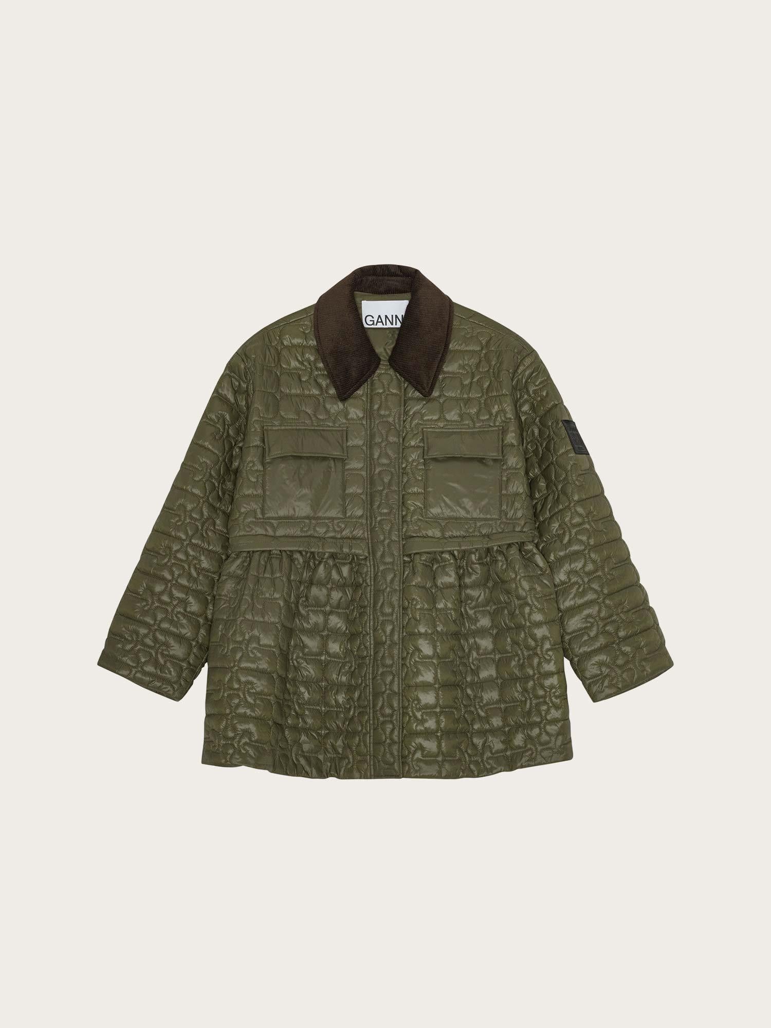 Shiny Quilt Midi Jacket w. Flare - Kalamata