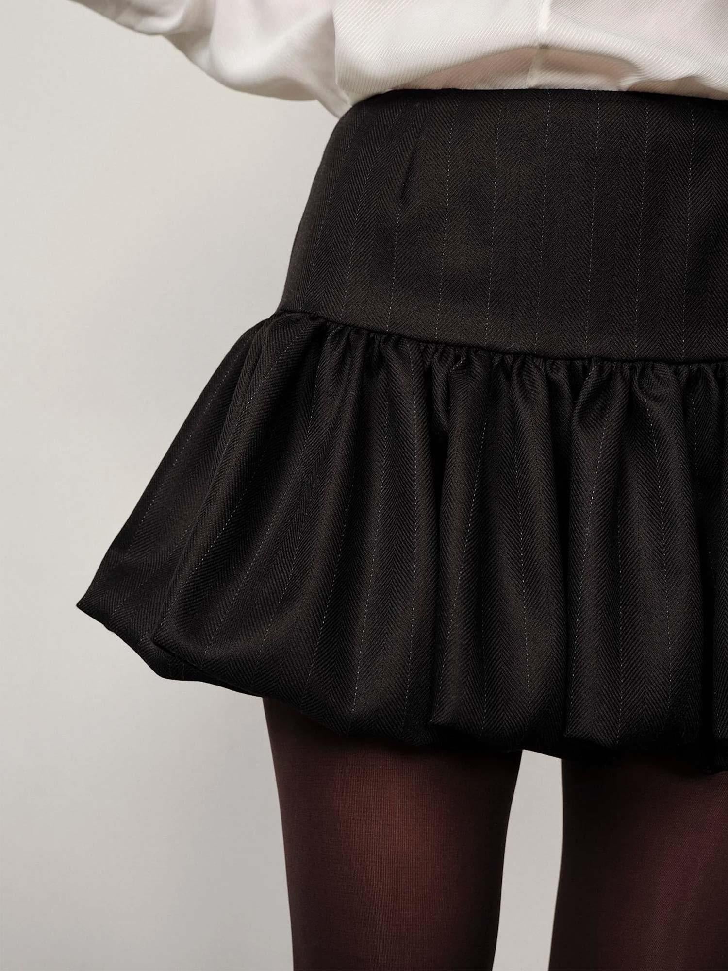 Laja Wool Skirt - Black Pinstripe