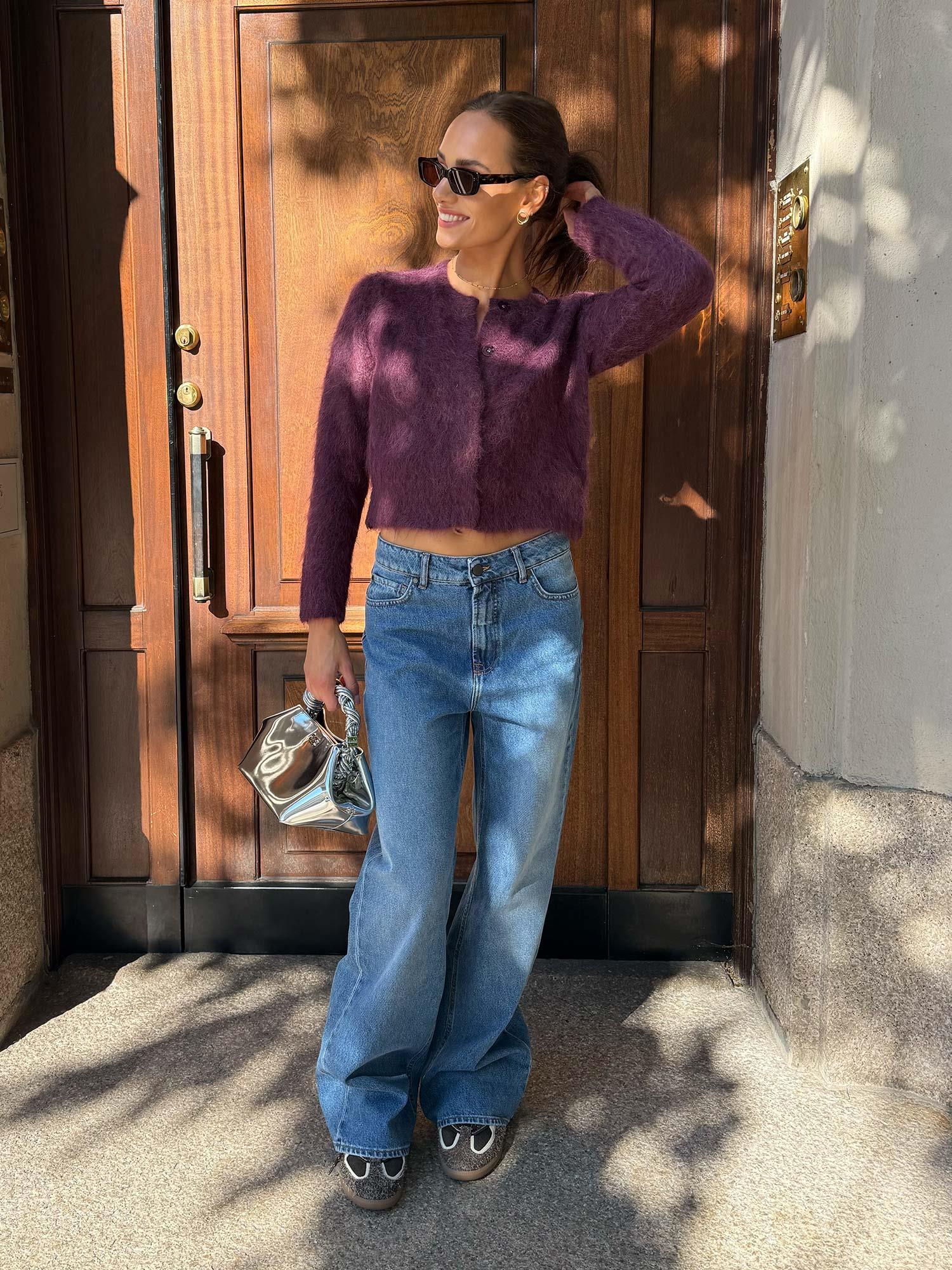 Hairy Knit Jacket - Burgundy