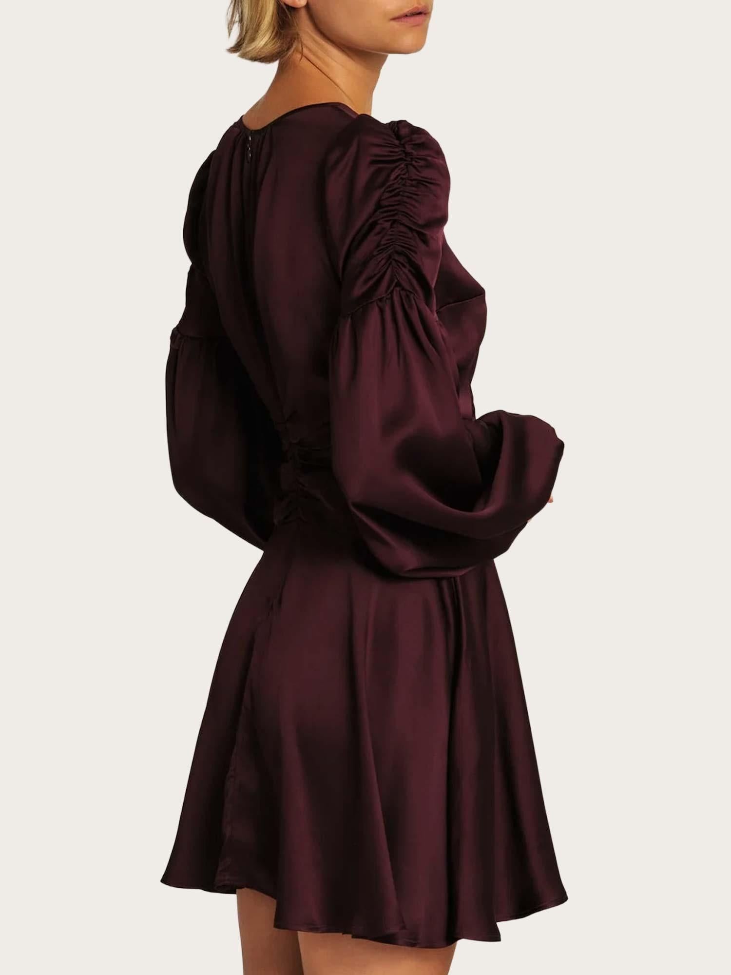 Satin Mini Dress - Burgundy