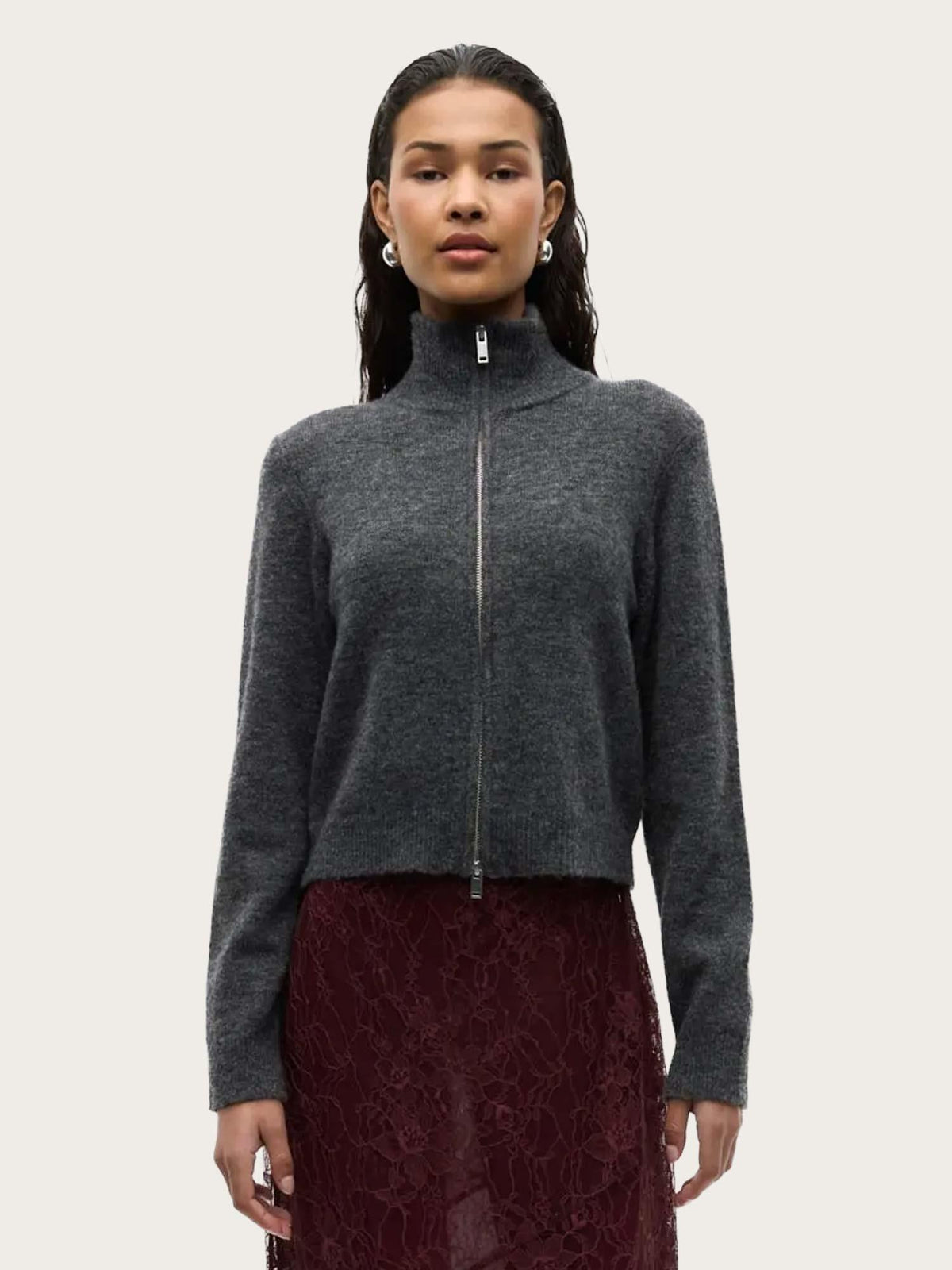 Enbessie Ls Cardigan - Dark Grey Mel.