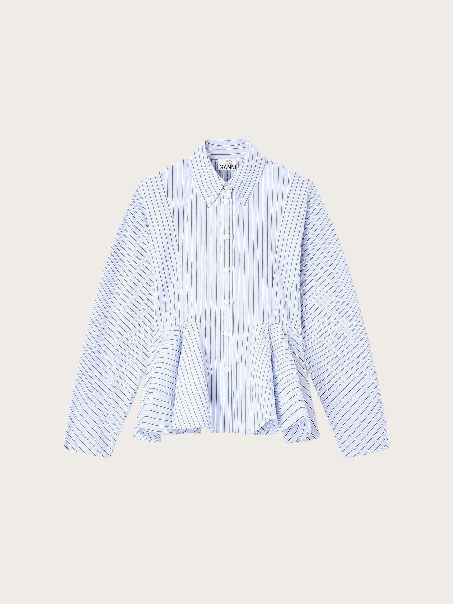 Stripe Cotton Peplum Shirt - Lavender Lustre