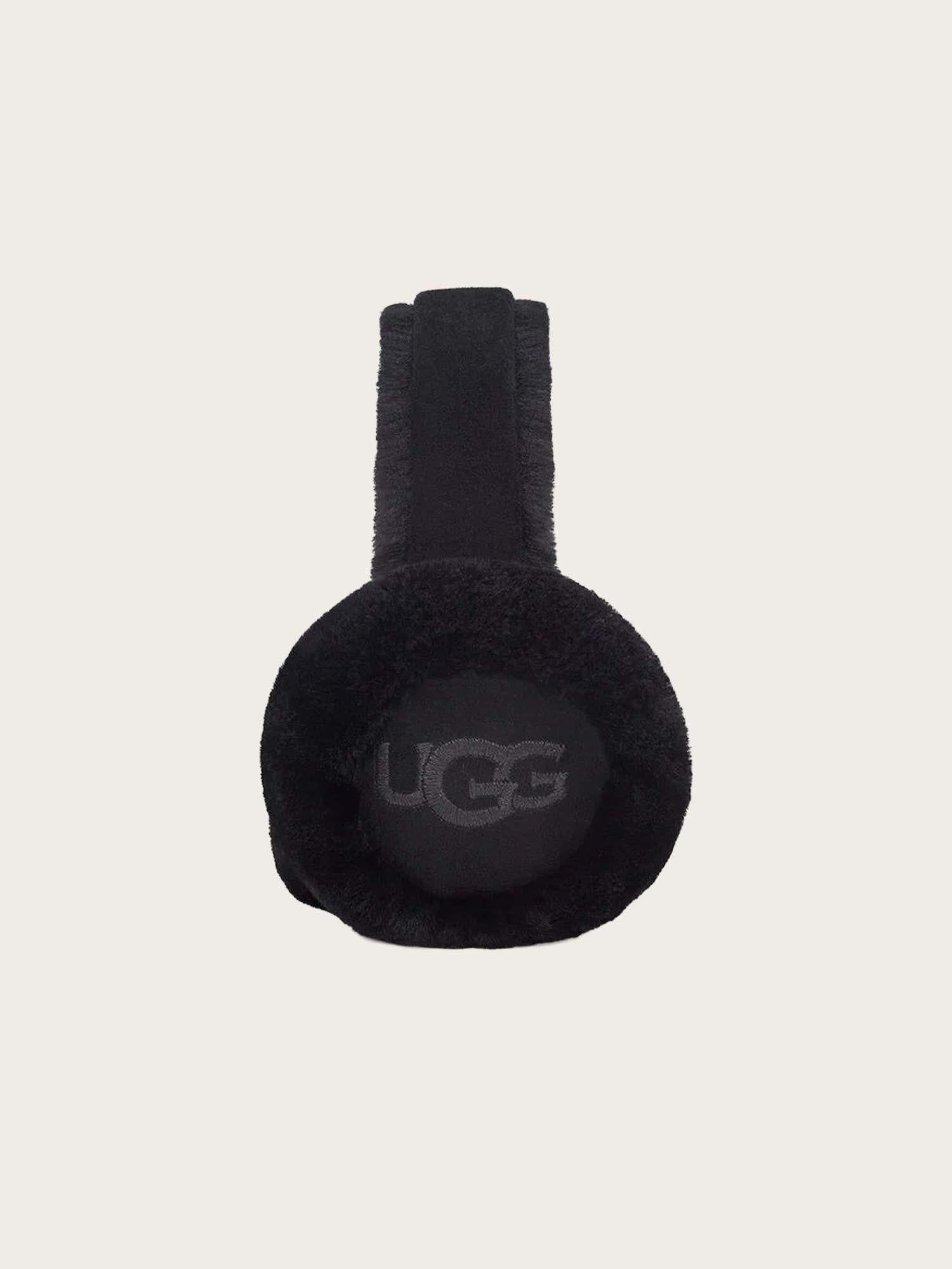 Sheepskin Embroidered Earmuff - Black