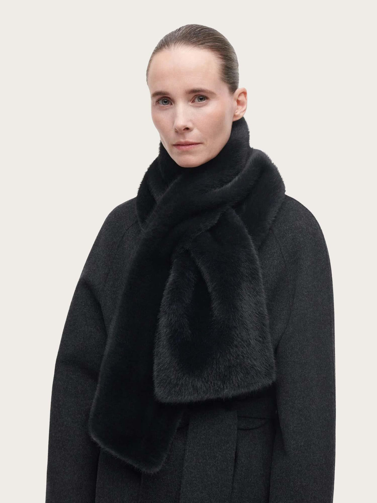 Jemma Faux Mink Scarf - D. Grey