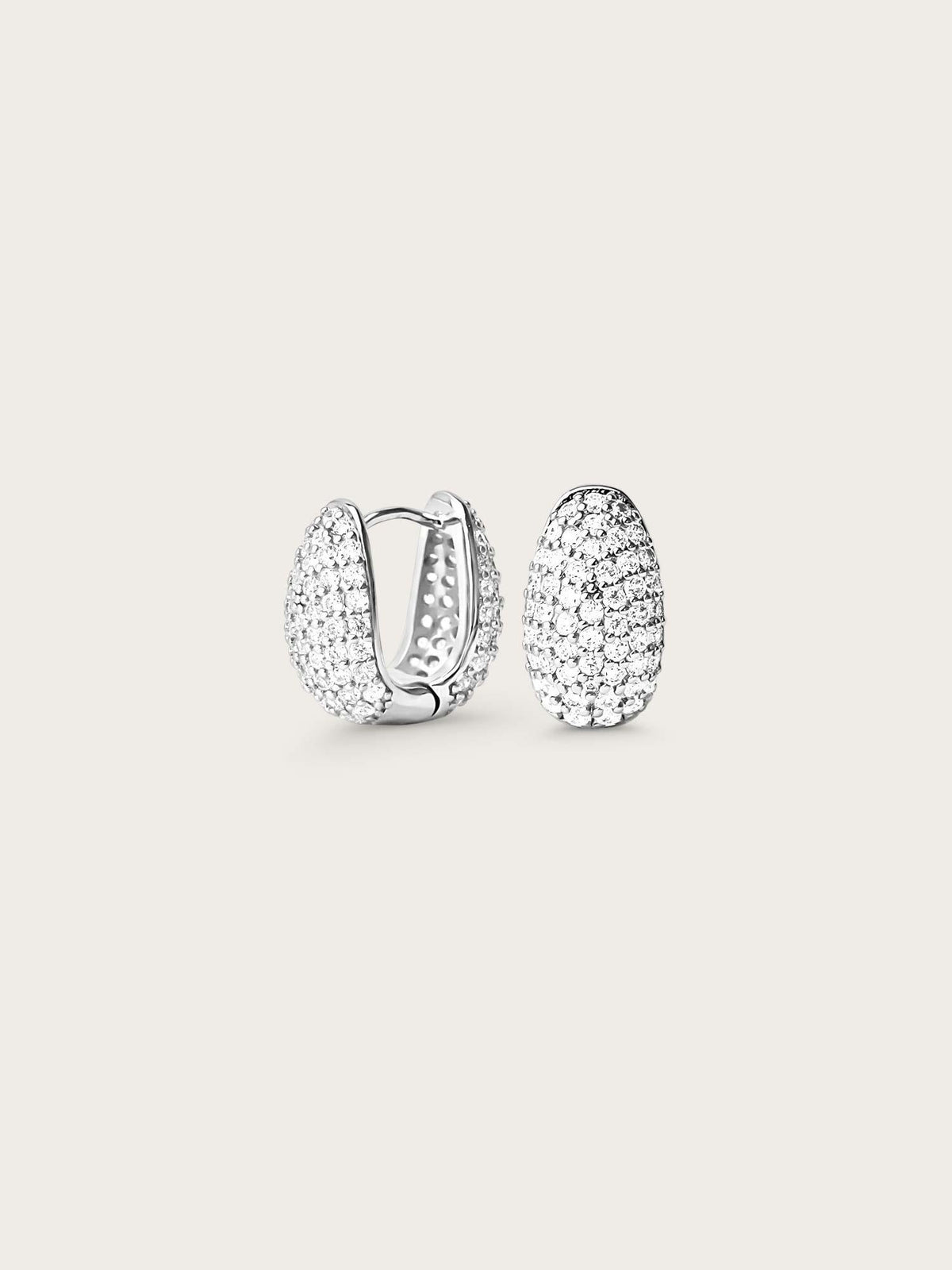 Elysian Pavé Huggies - Silver