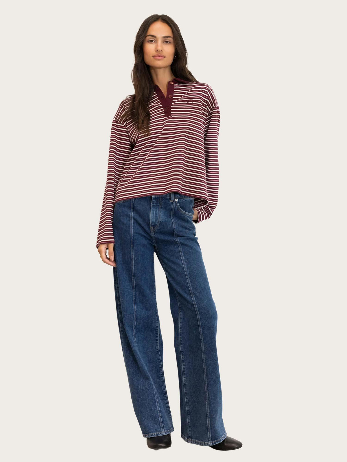 Elmer Polo Shirt - Deep Plum Stripe