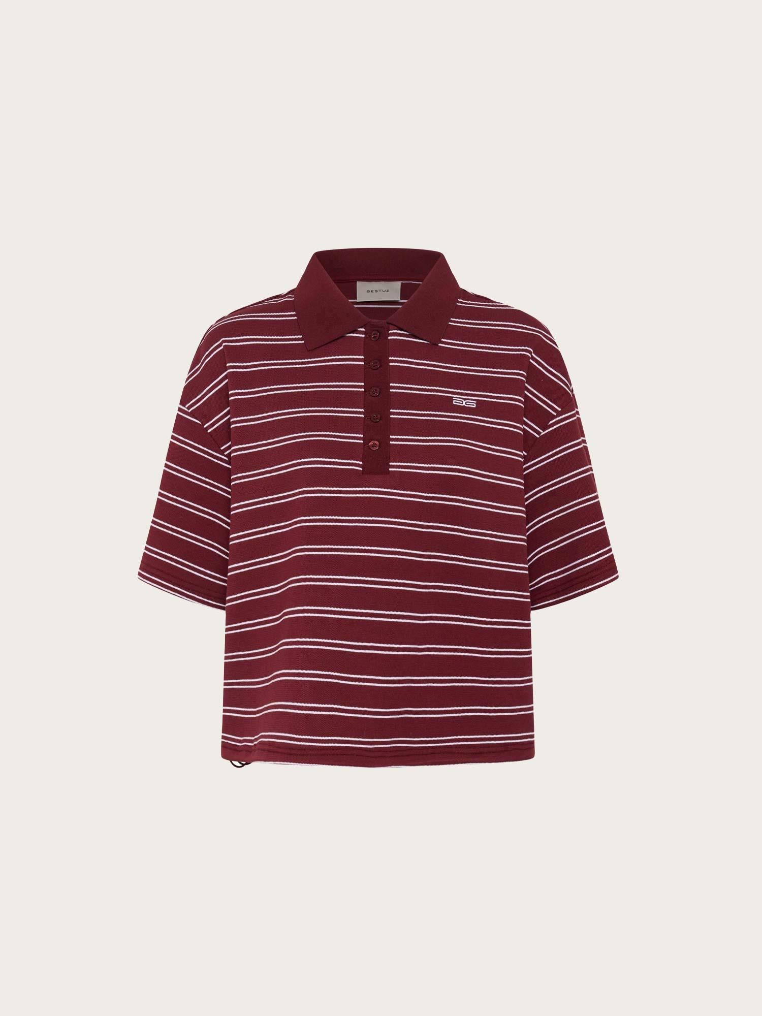 Pilova Polo Tee - Cabernet Striped