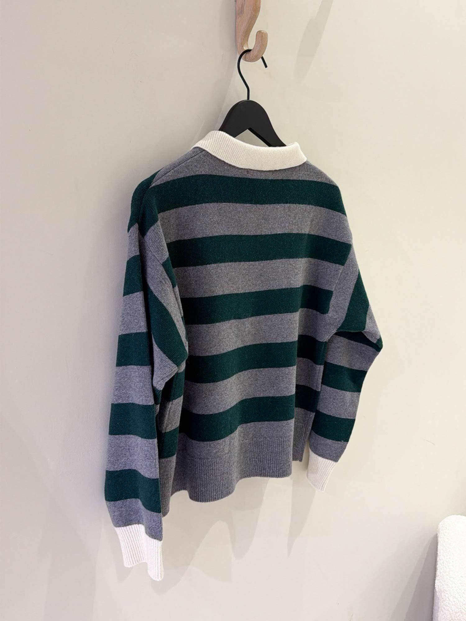 Leigh Stripe - Dk Grey/Ivy Green