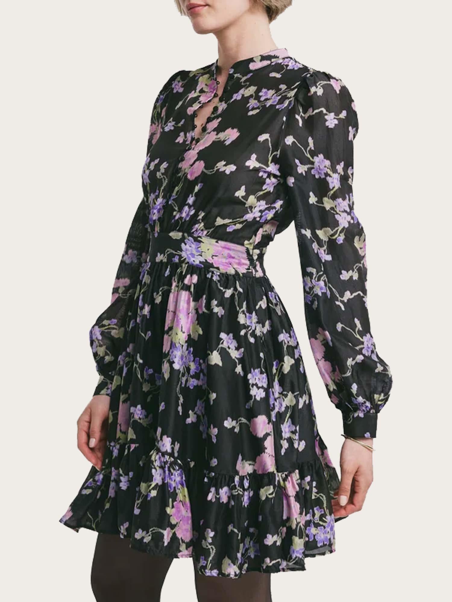 Striped Organza Flounce Dress - Midnight Viola