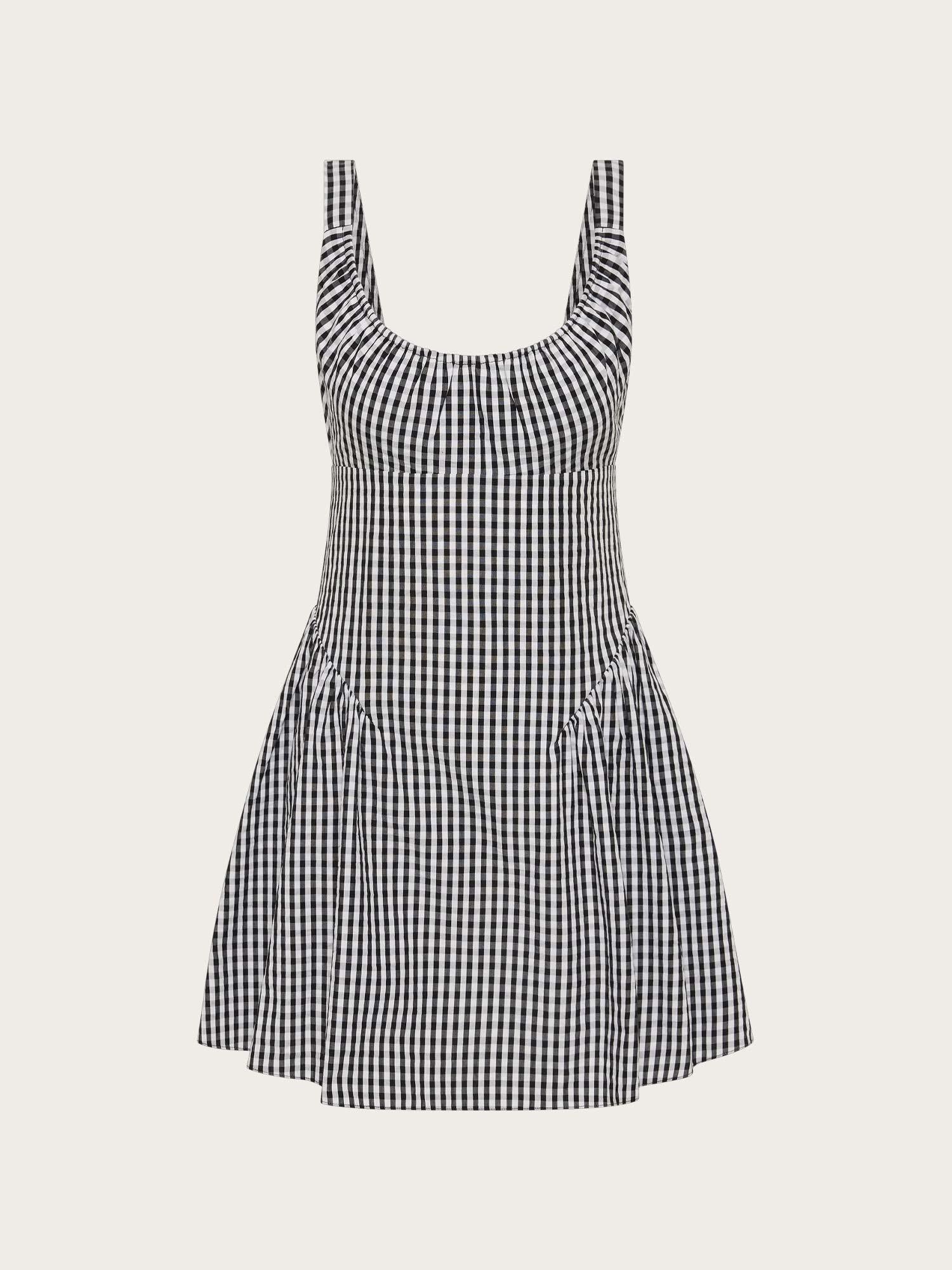 Marcella Mini Dress - Black Textured Gingham