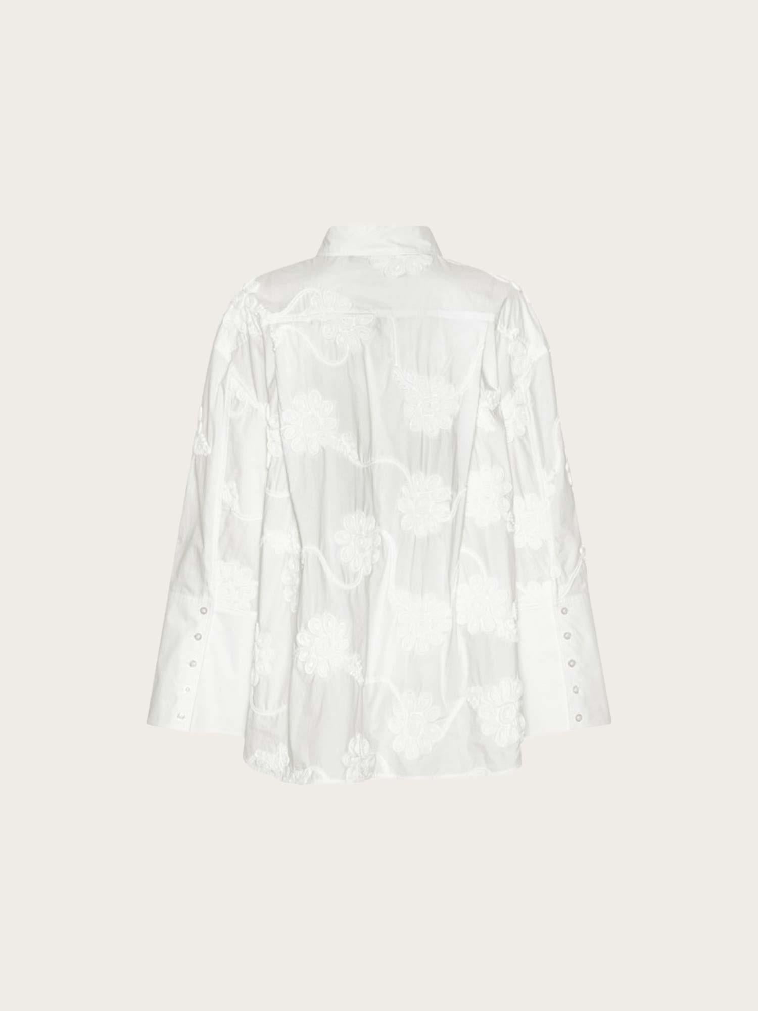 Flower Oversized Shirt - Bright White