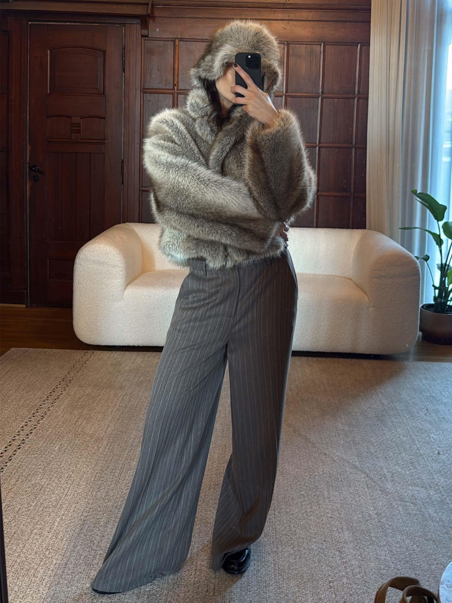 Reign Tailored Structured Pants - Mole Stripe