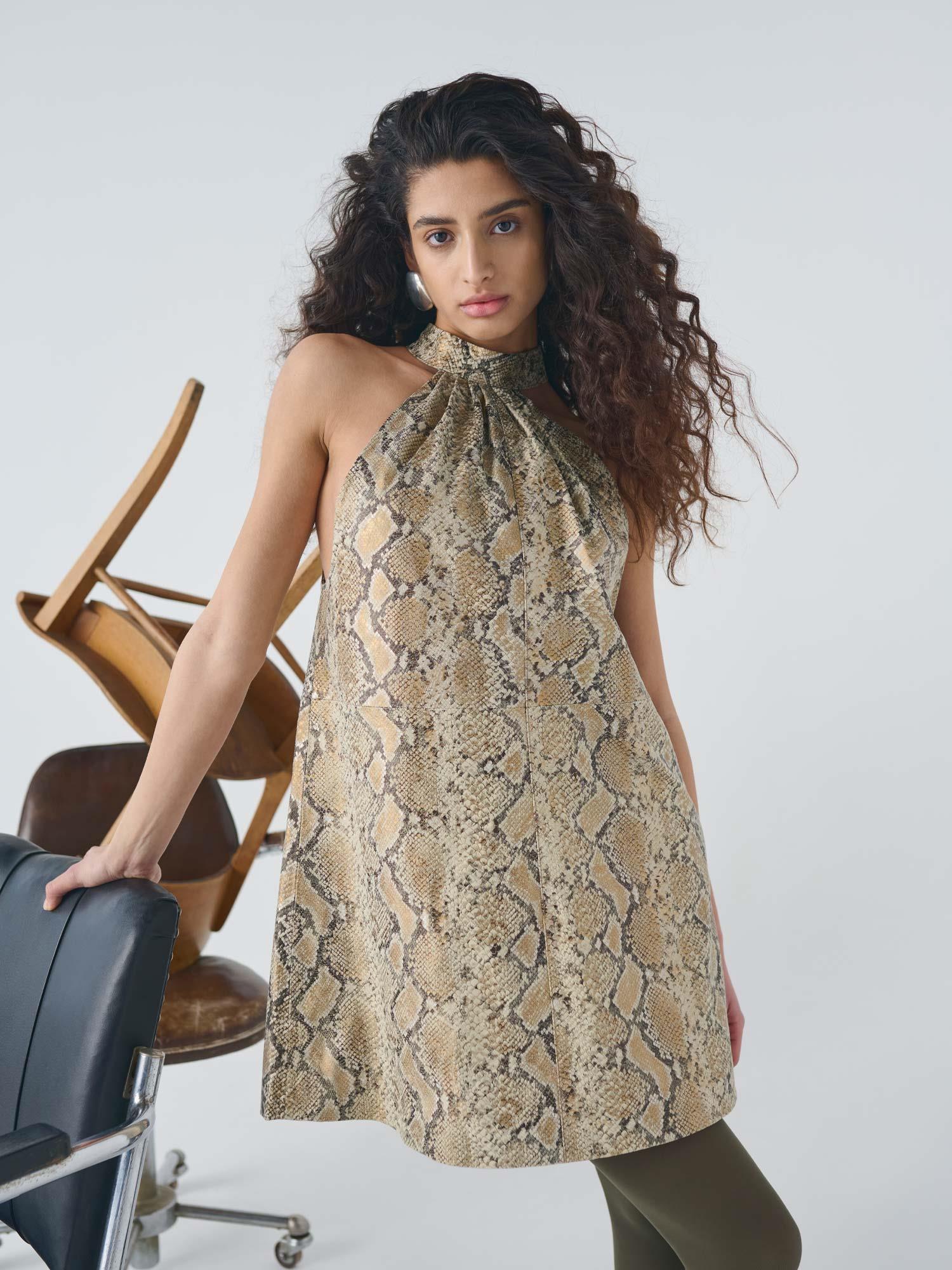 GZfeliza SL Short Dress - Yellow Snake