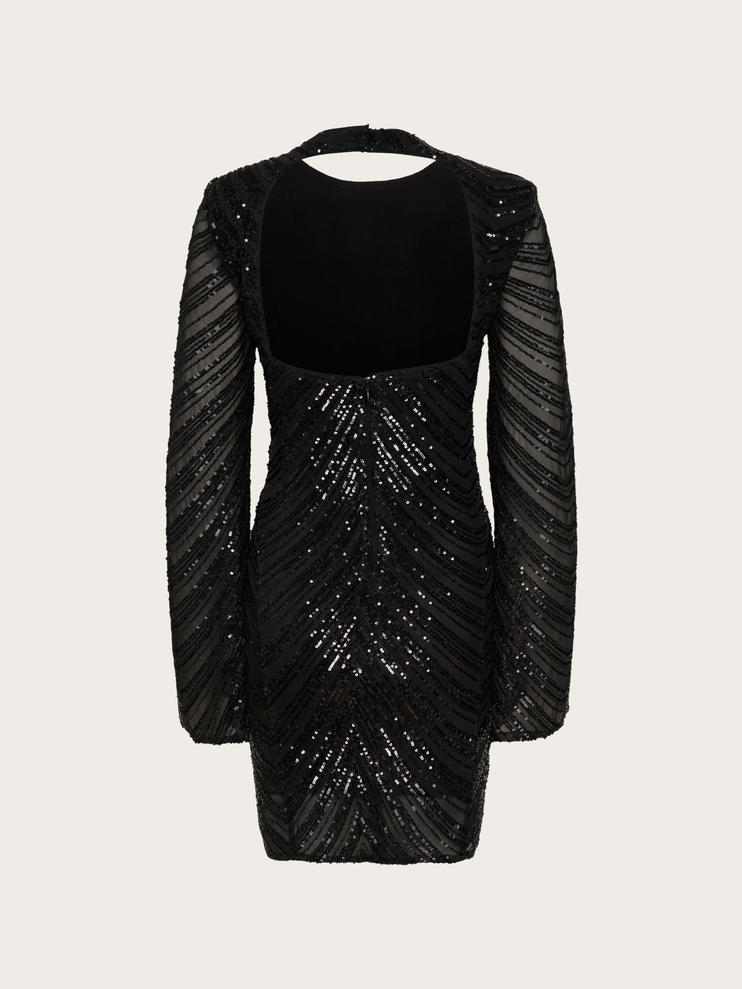 Glira Short Dress - Black Sequins