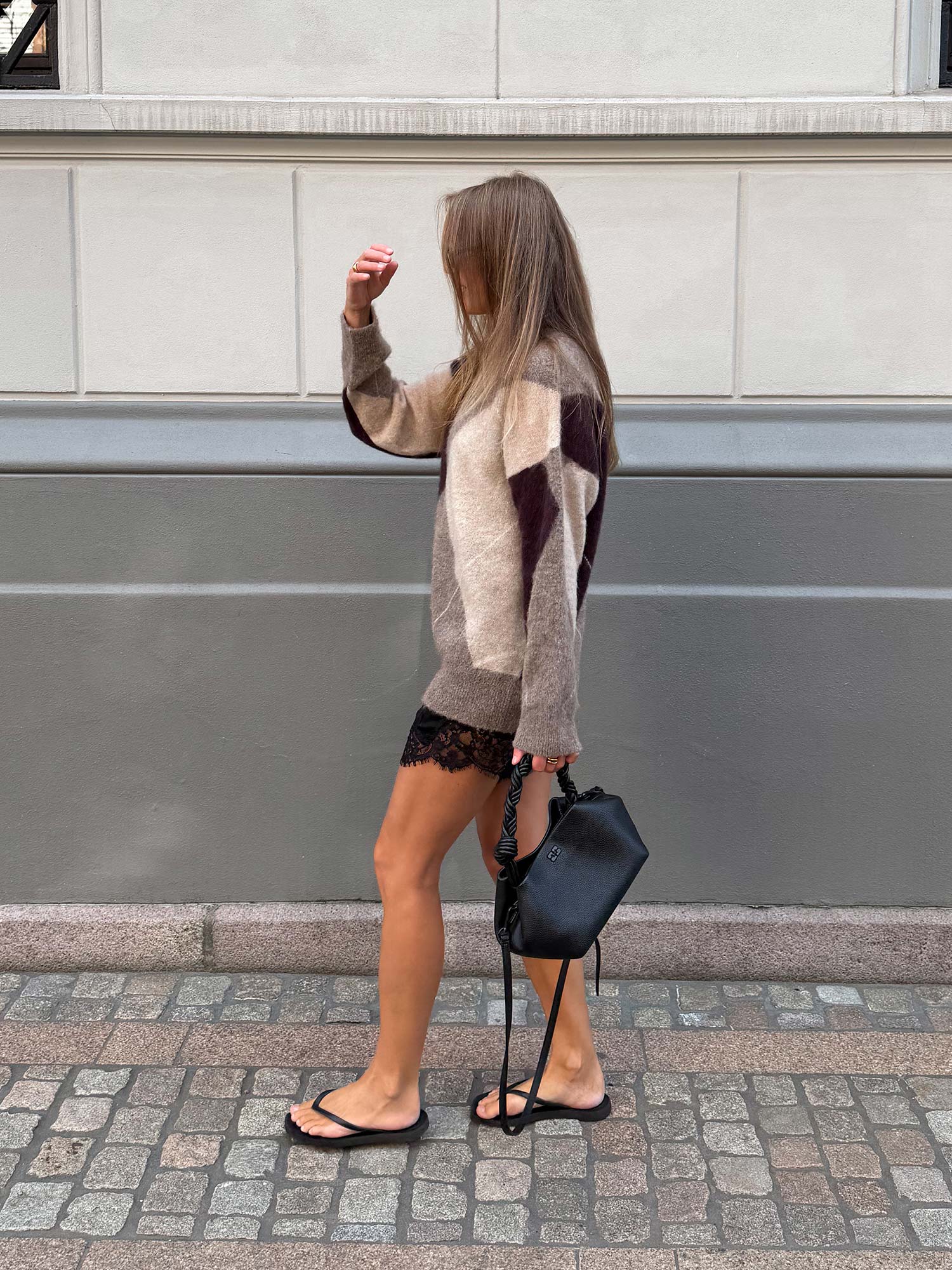 Kayne Argyle Sweater - Brown Melange Combo