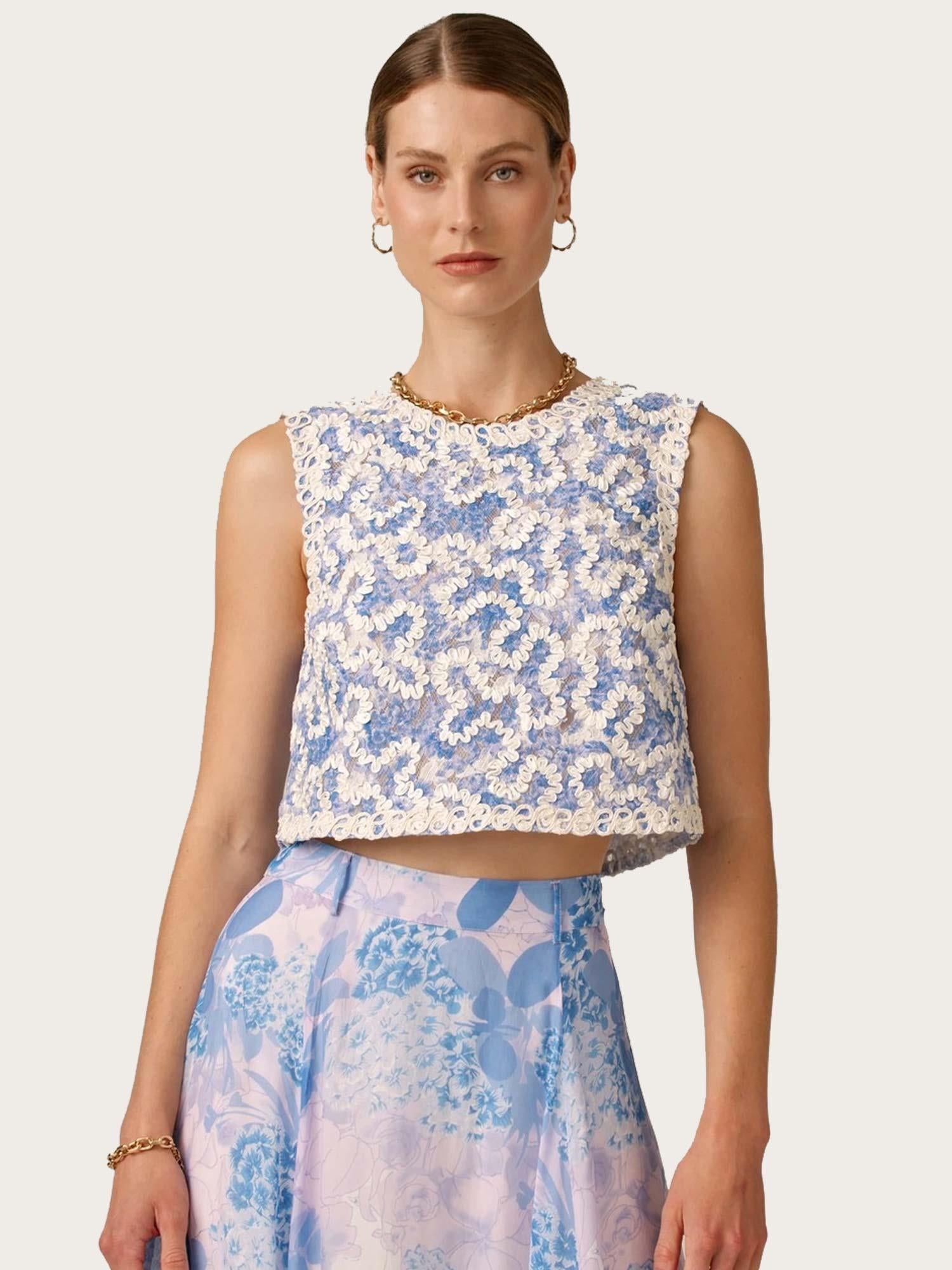Embroidered Top - Blue Bloom