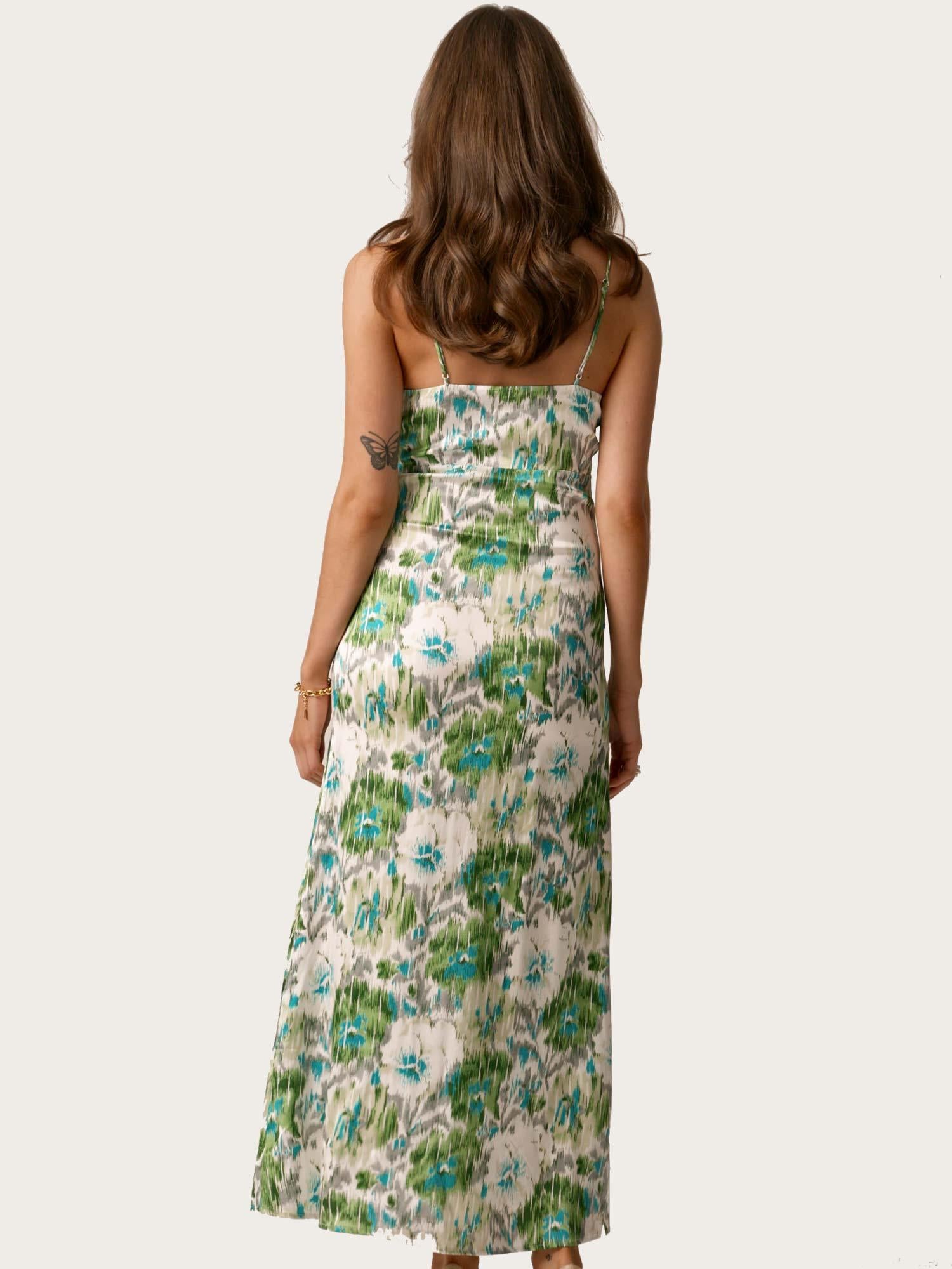 Tailored Satin Strap Dress - Green Bliss