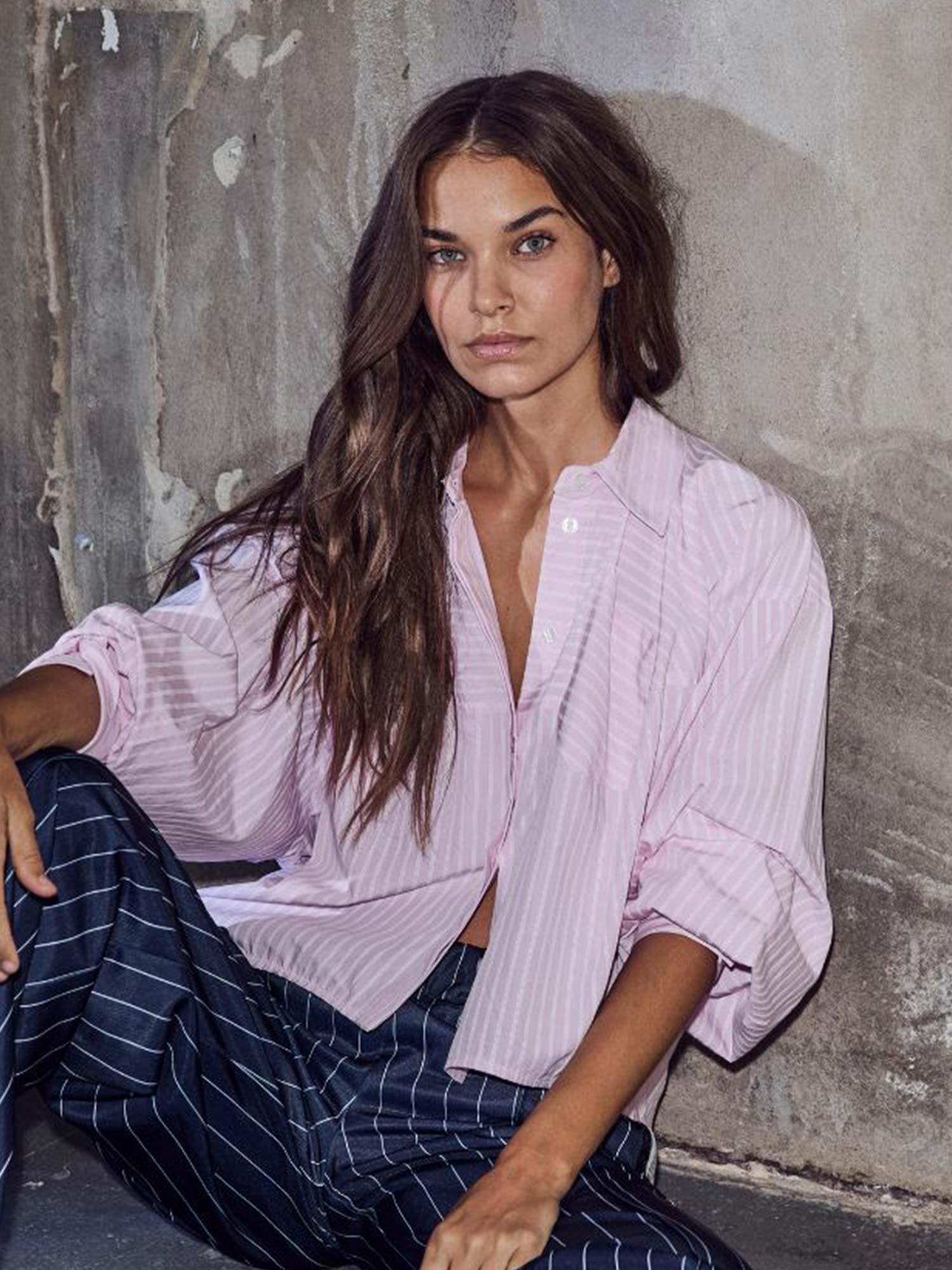 Sophie Rose Stripe Shirt - Iced Rose