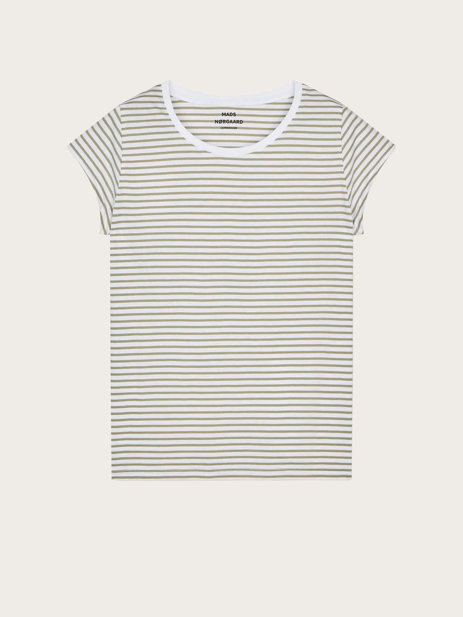 Fine Jersey Stripe Teasy Tee - Brilliant White/Overland