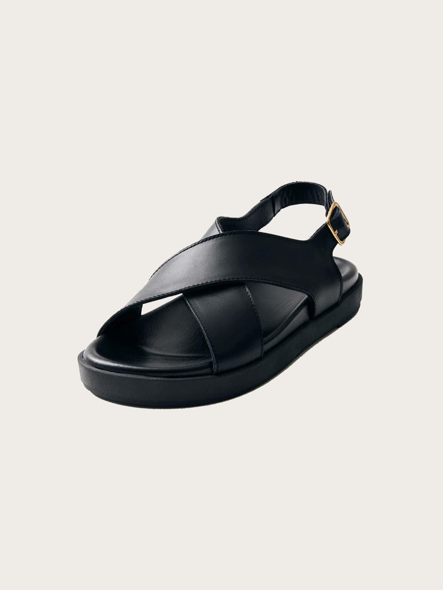 Nico Black Leather Sandals
