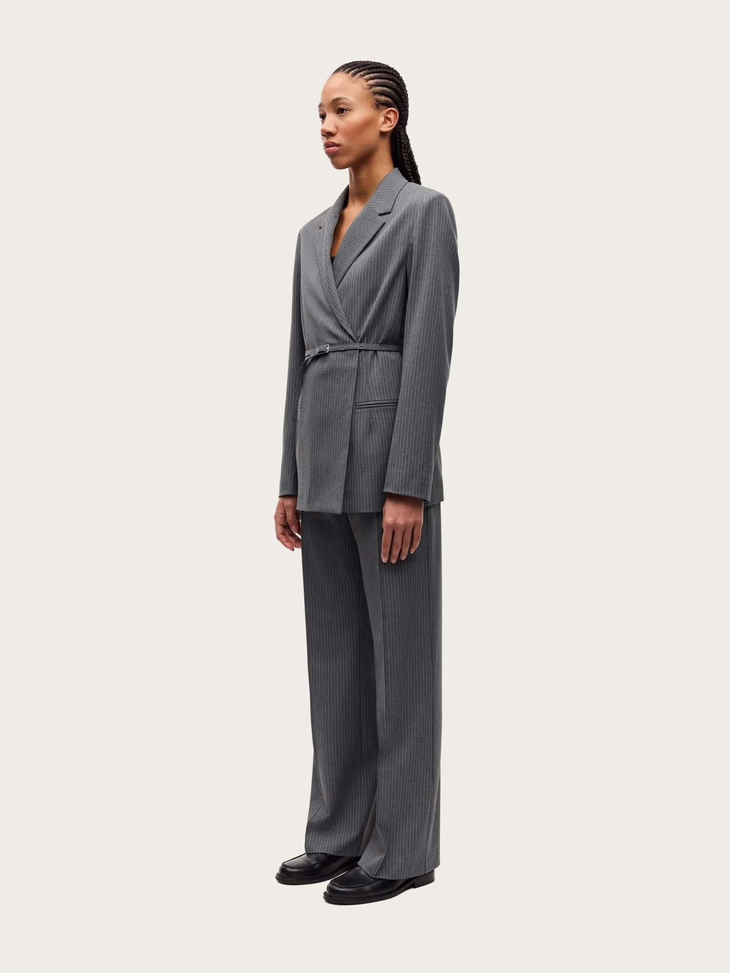 Salot Trousers - Dark Gull Gray Pinstripe