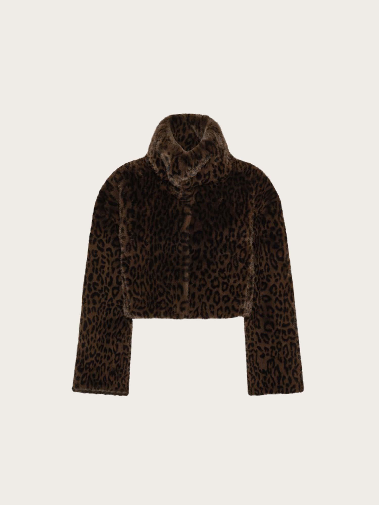 Faux Fur Crop Jacket - Desert palm comb.