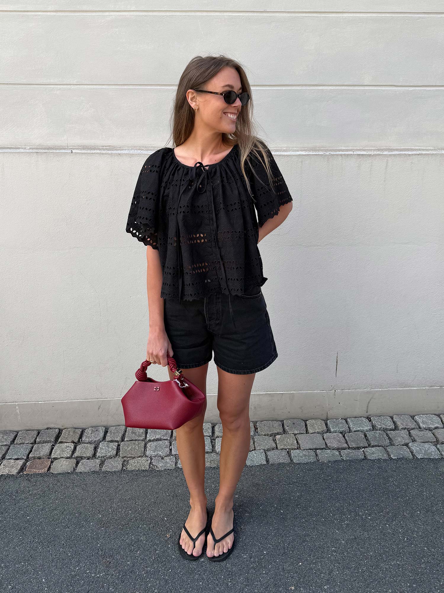 Mitla Top - Rosa Broderie Black