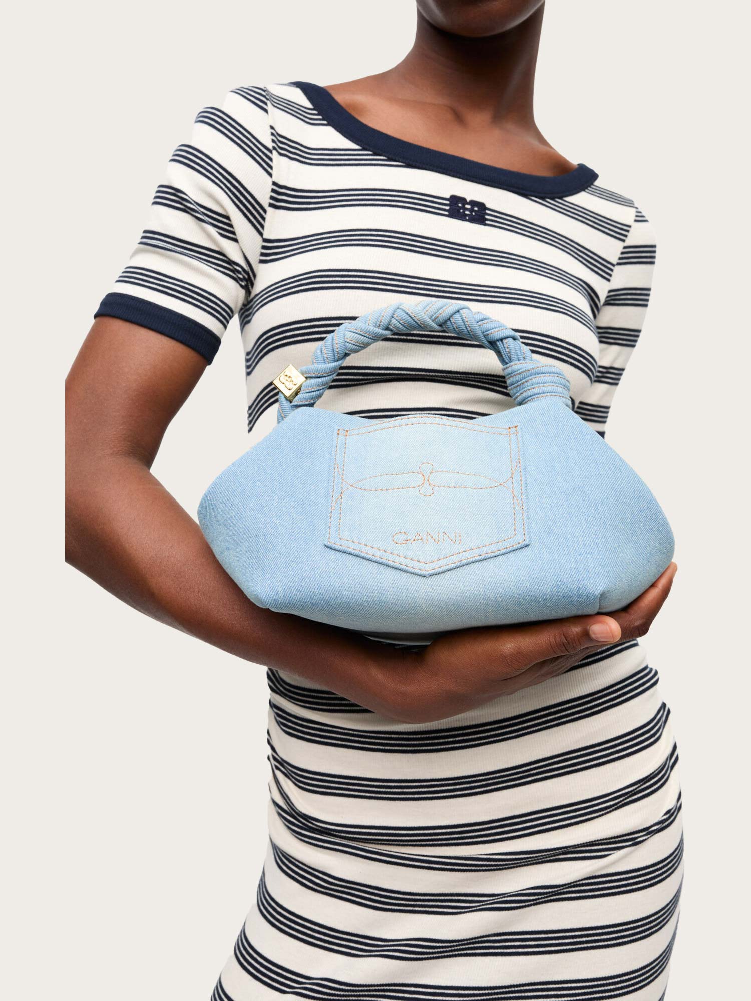 Ganni Bou Bag Small Washed Denim - Faded Denim