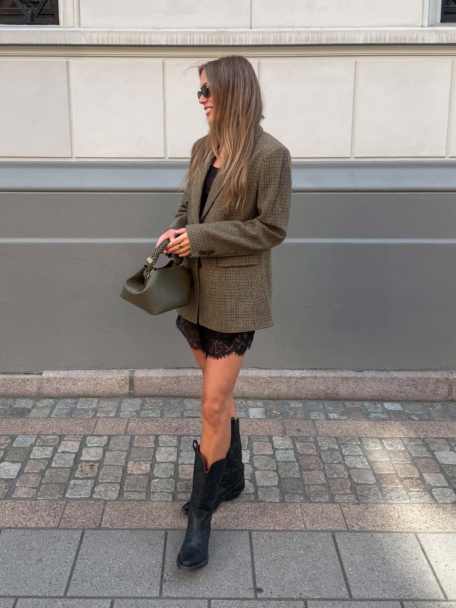 Brook Houndstooth Blazer - Green Houndstooth
