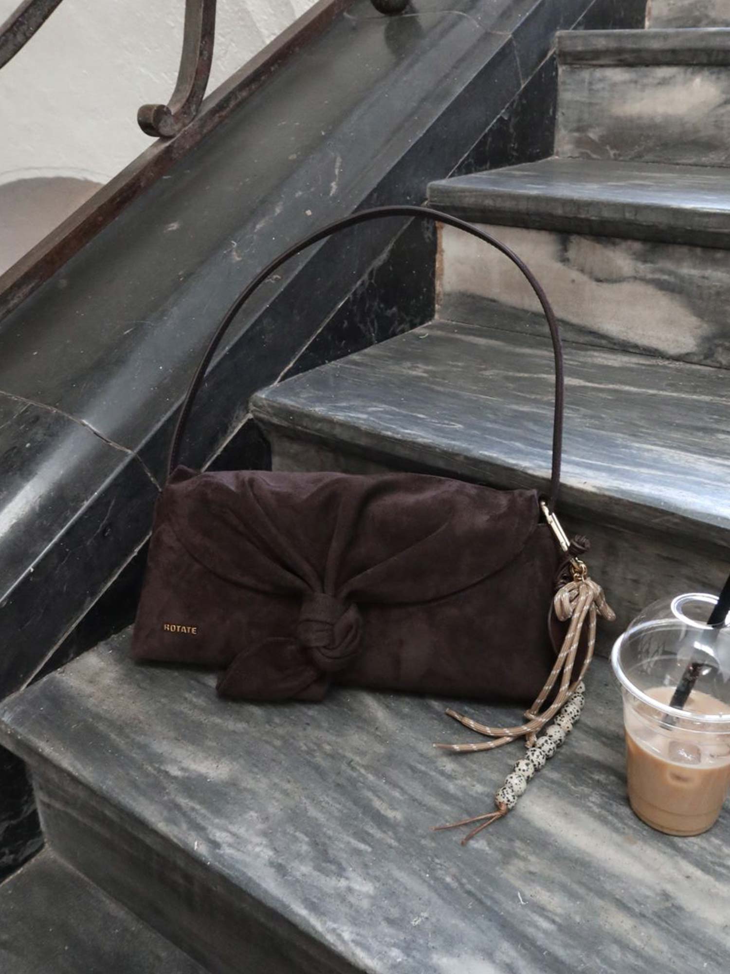 Suede Knot Scarf Bag - Chocolate Torte