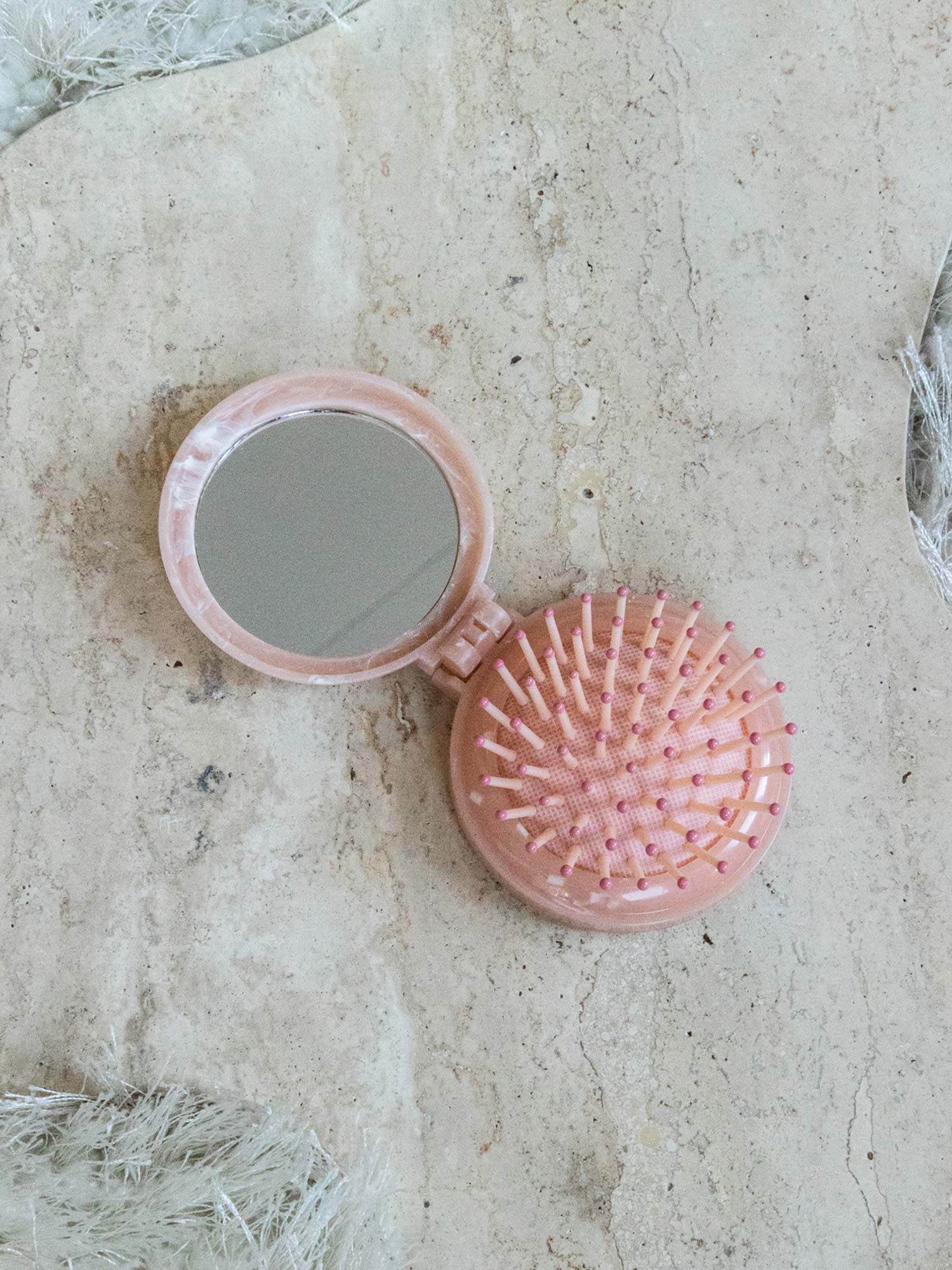 Brush With Mirror - Dusty Pink