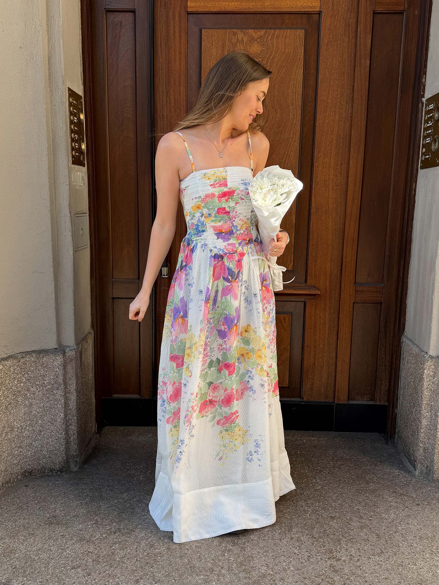Dotted Georgette Bandeau Dress - Flower Meadow