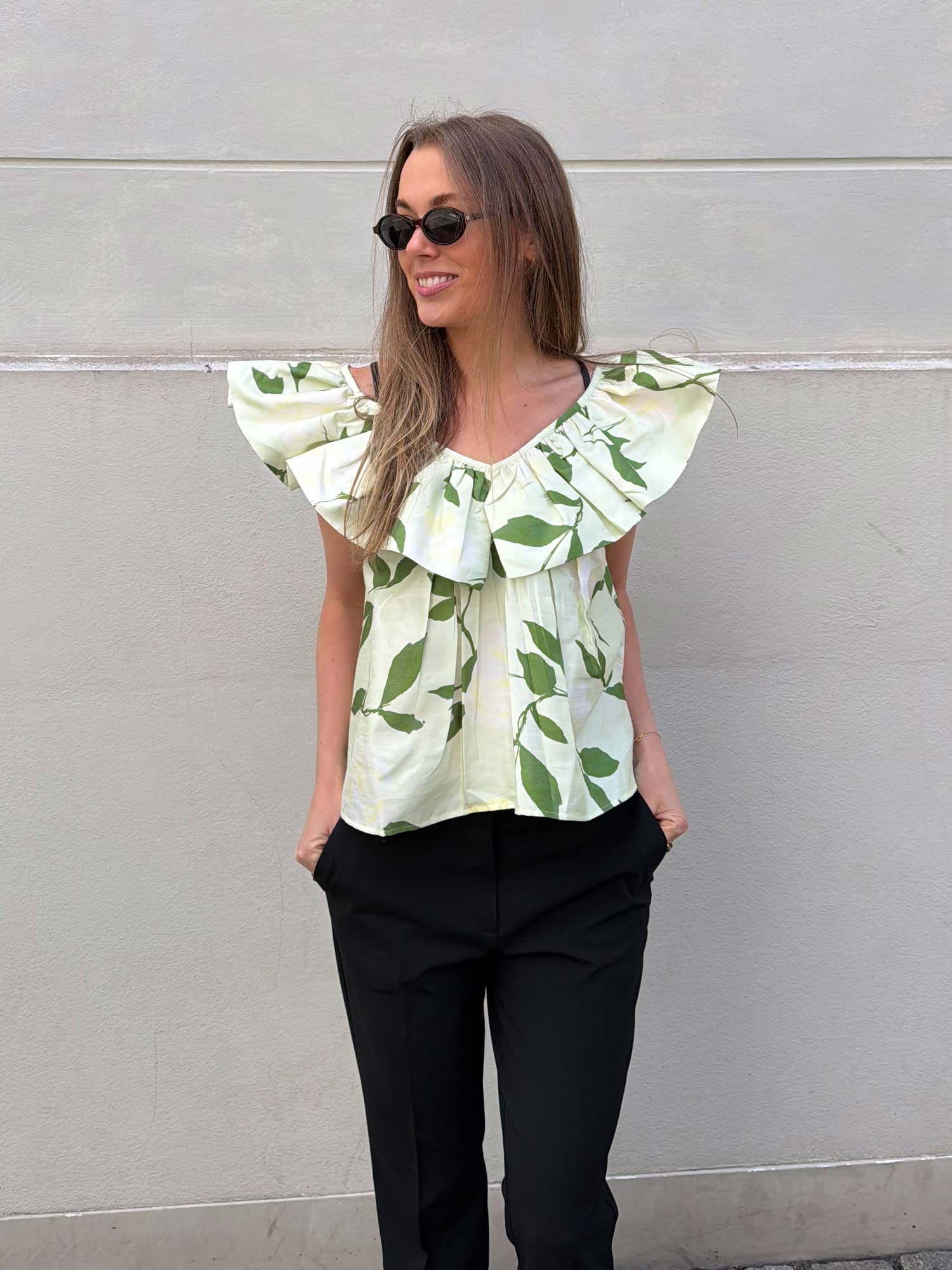 Taffeta Flounce Top - Soft pastel