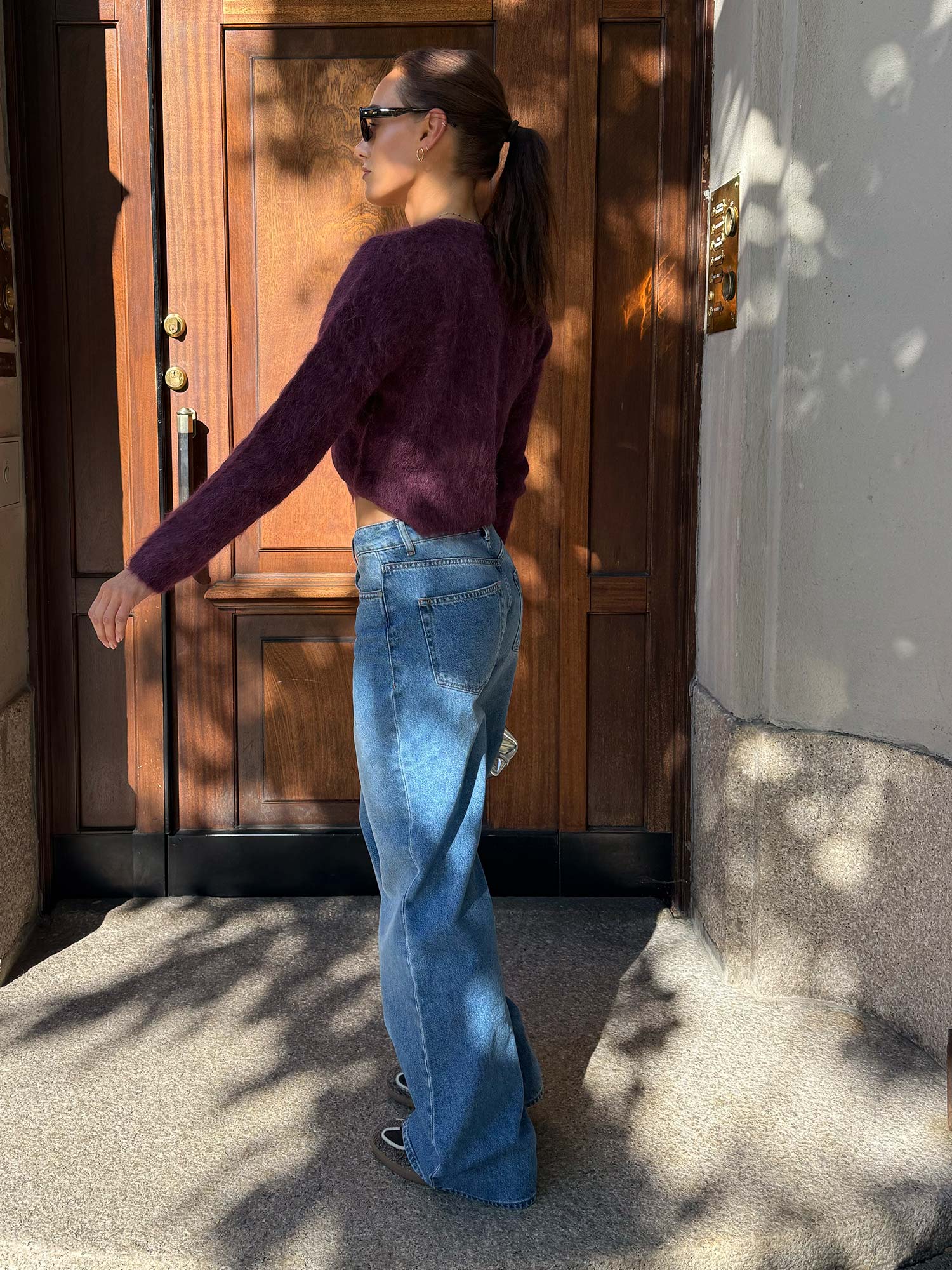 Hairy Knit Jacket - Burgundy