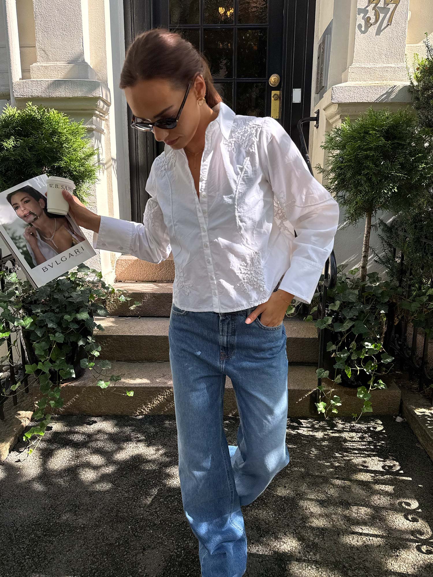 Embroidery Poplin Shirt - White