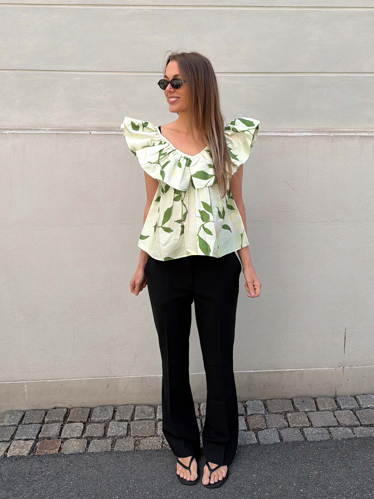 Taffeta Flounce Top - Soft pastel