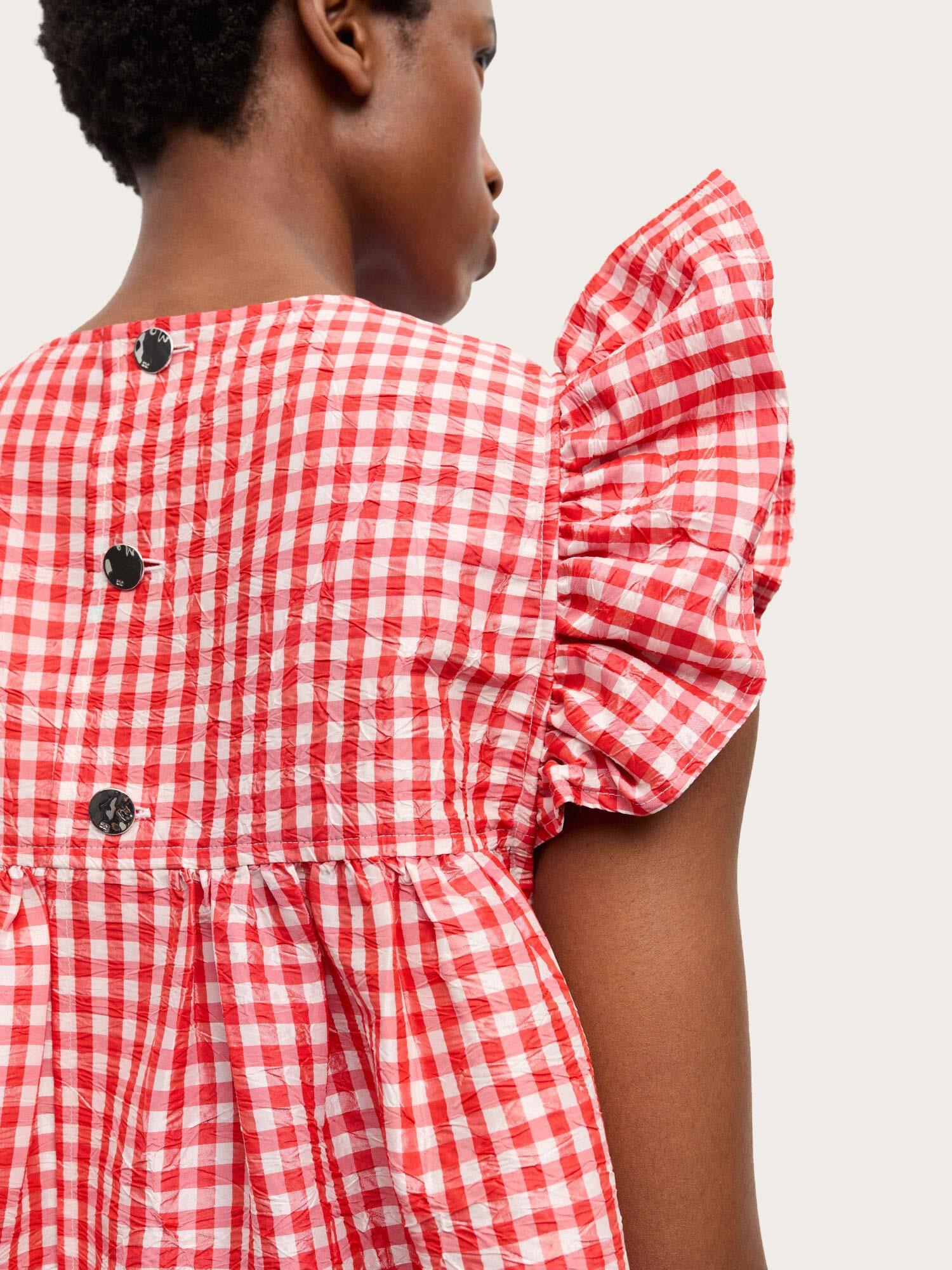 Crinckled Taffeta Check - Red Alert