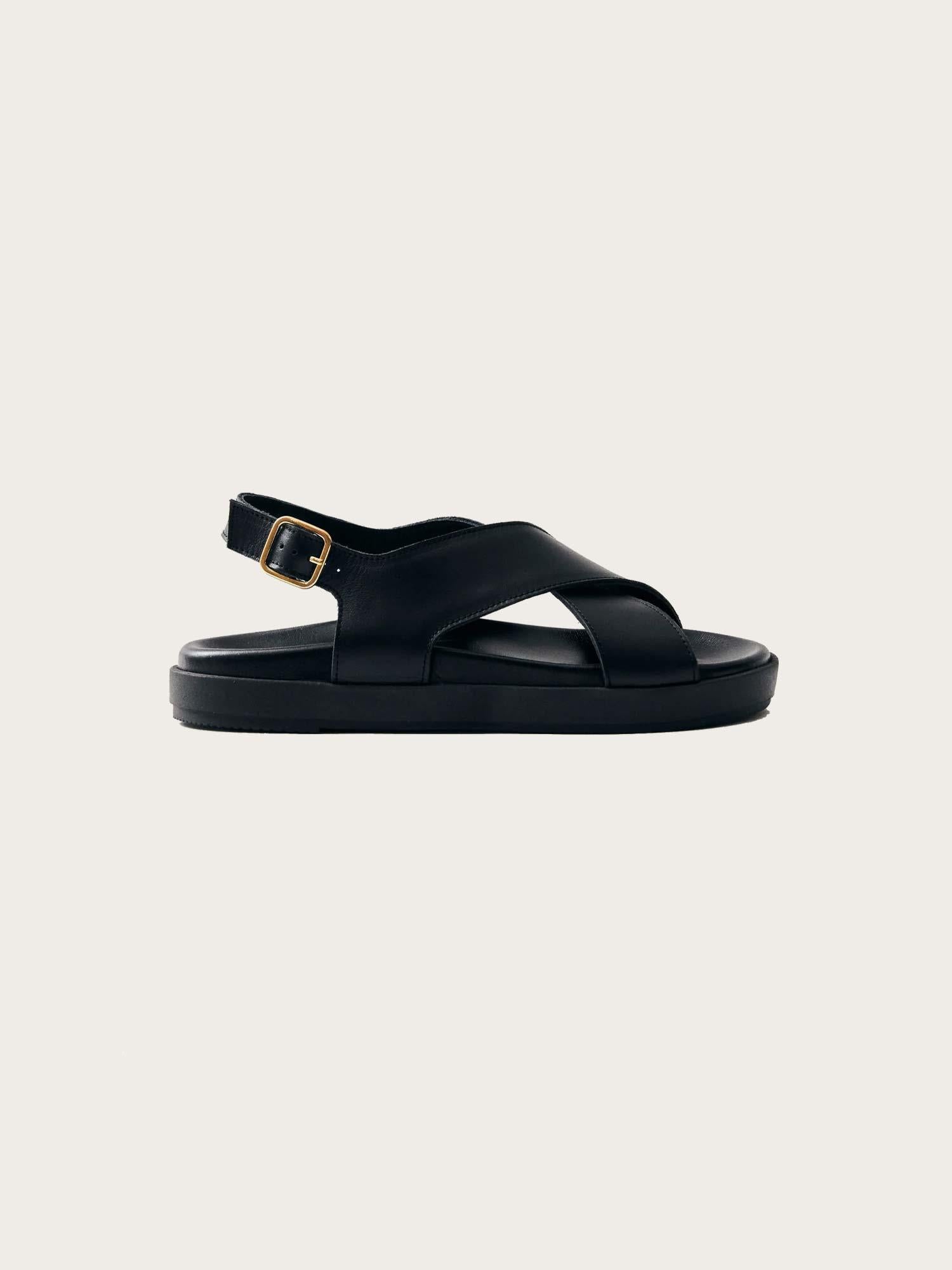 Nico Black Leather Sandals