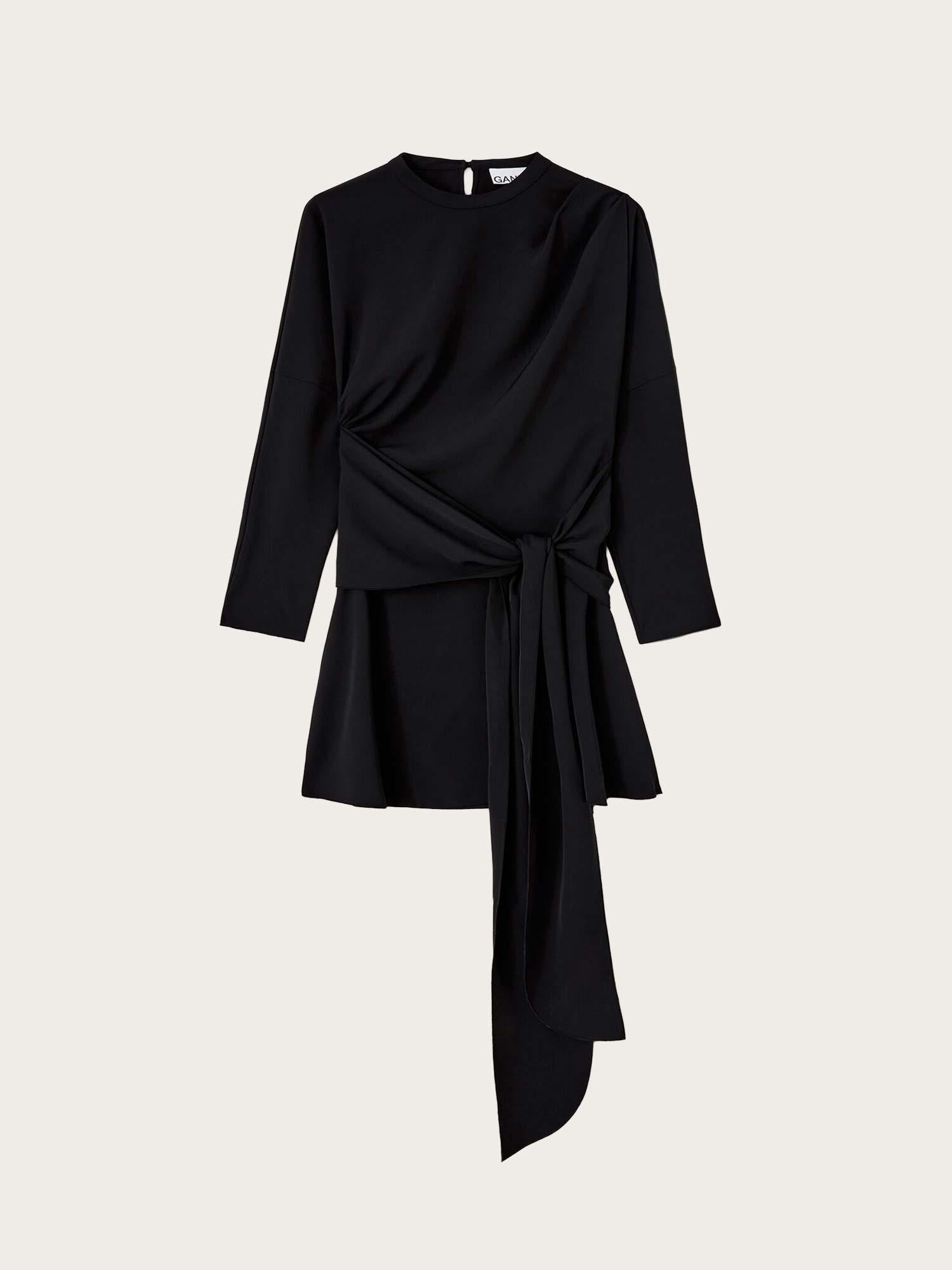 Cady Crepe Draped Mini Dress - Black