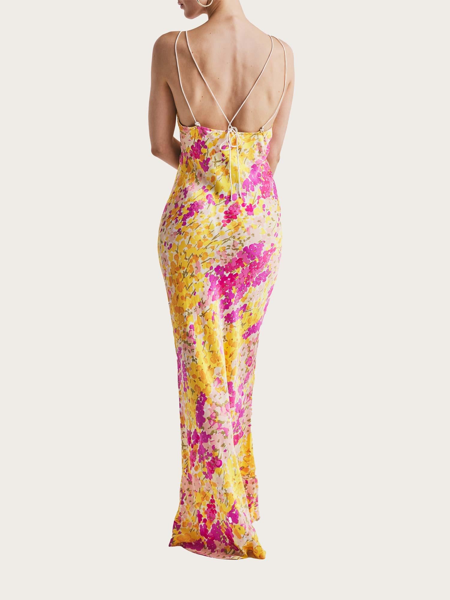 Satin Slip Dress - Poppy Flowers