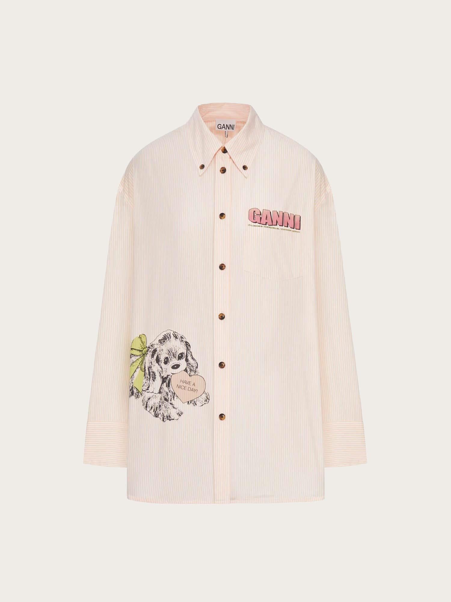 Stripe Cotton Oversized Shirt - Peach Parfait