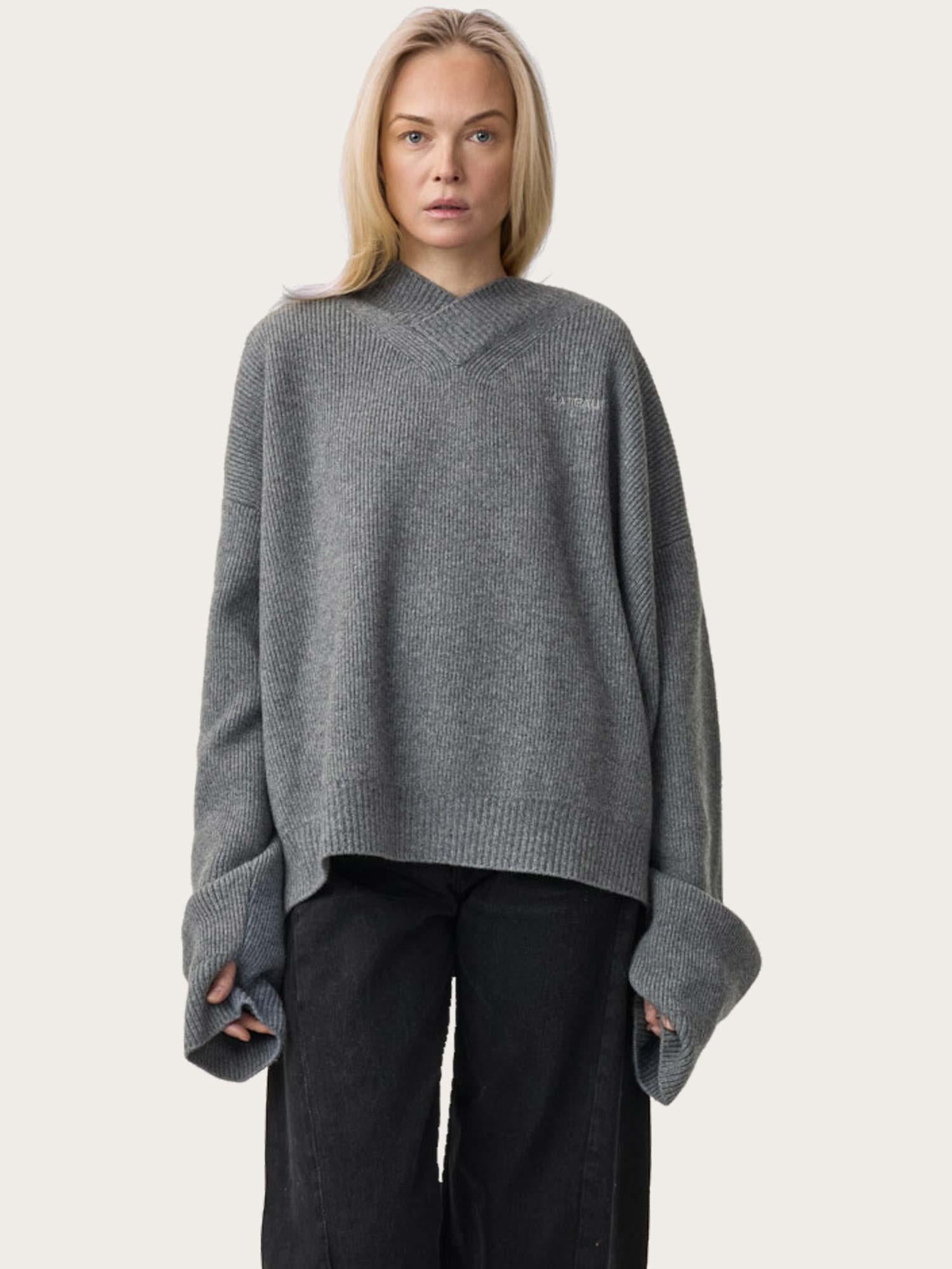Frame Oversized Sweater - Gray Camo