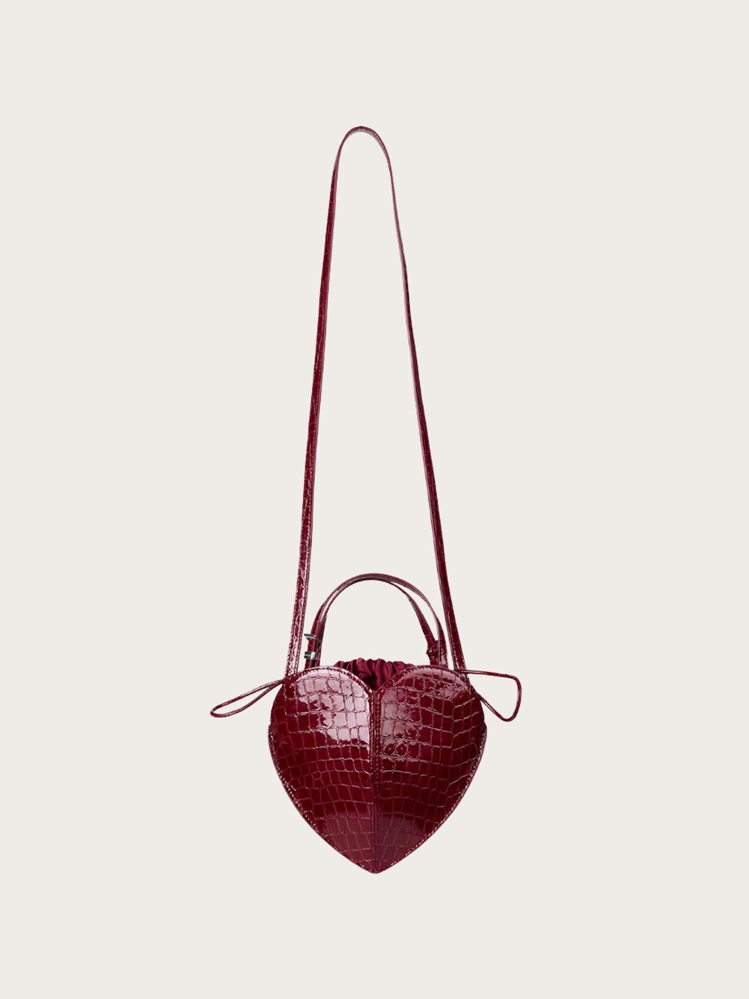 Patent Croco Heart Bag - Windsor Wine